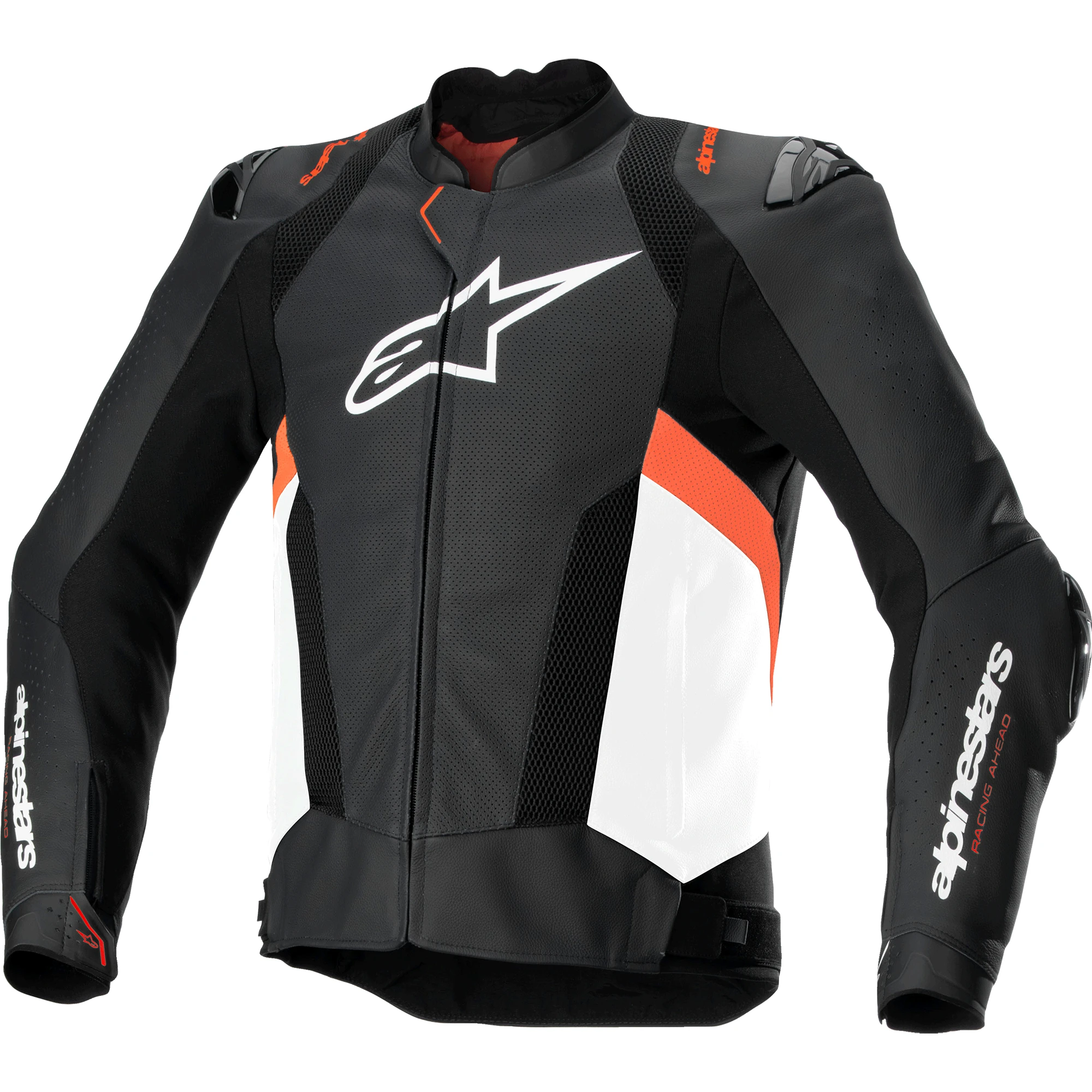 Alpinestars Alpinestars Missile V3 Airflow Leather Jacket - Black / White / Red Fluo