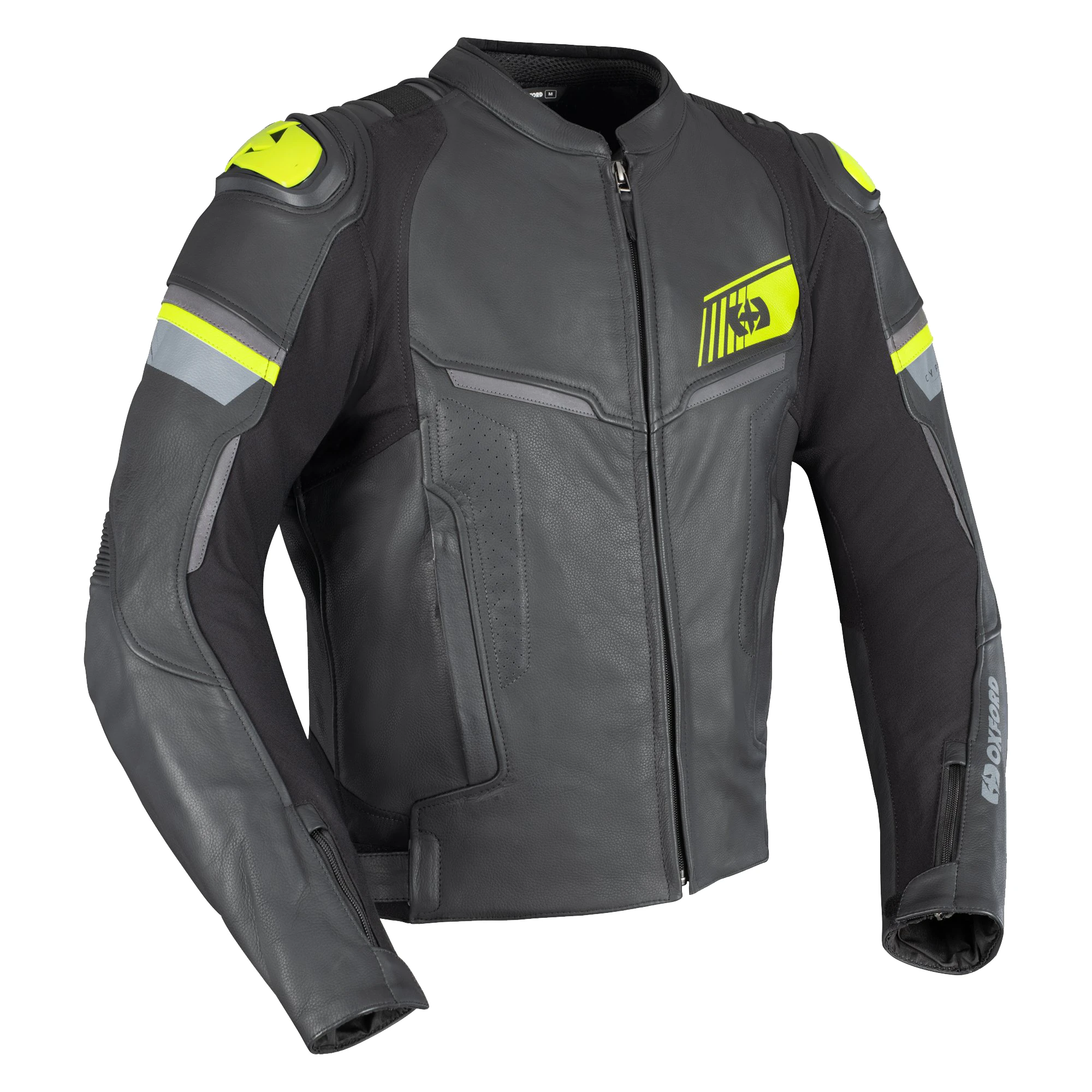Oxford Clothing Oxford Cypher 1.0 Leather Jacket - Black / Yellow