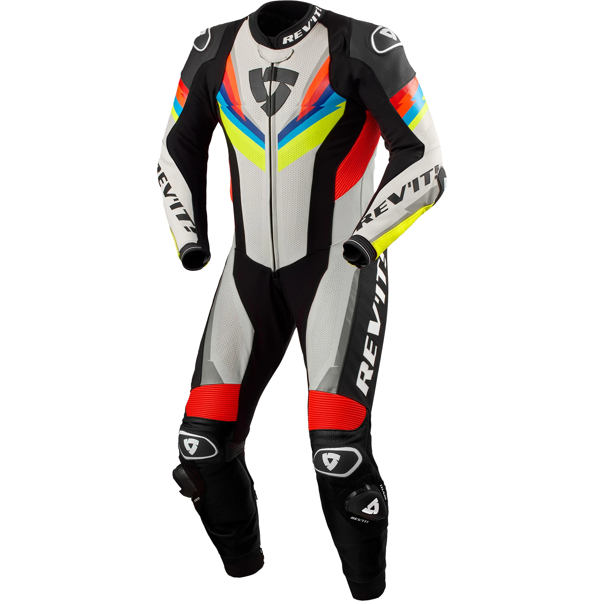 Rev'it Rev'it Quantum 3 One Piece Leather Suit - Light Grey / Neon Yellow