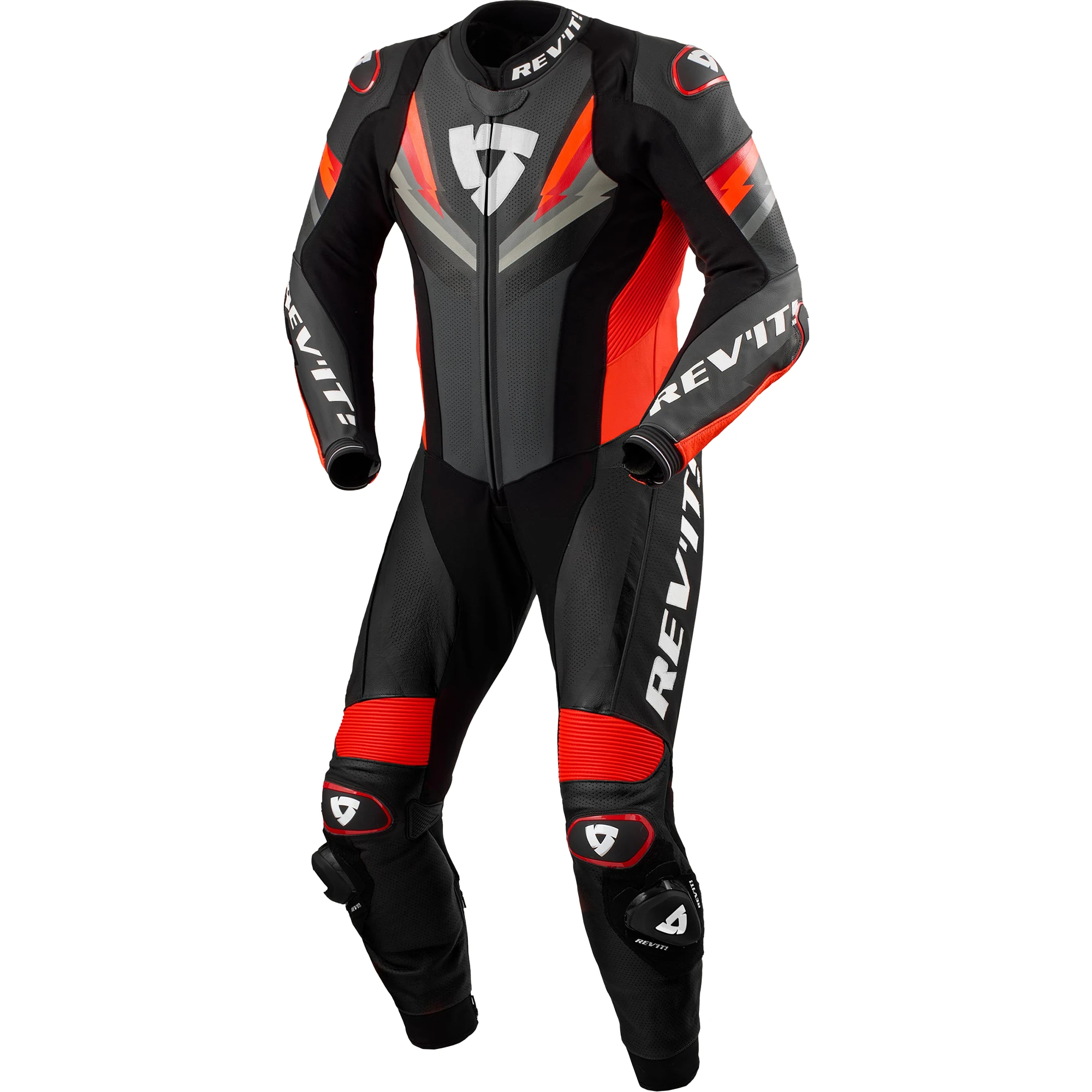 Rev'it Rev'it Quantum 3 One Piece Leather Suit - Anthracite / Neon Red