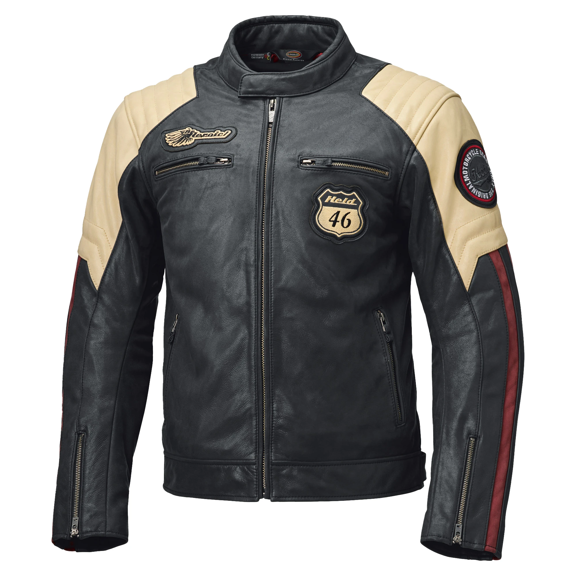 Held Held Baker 2.0 Leather Jacket - Blue / Beige / Burgundy