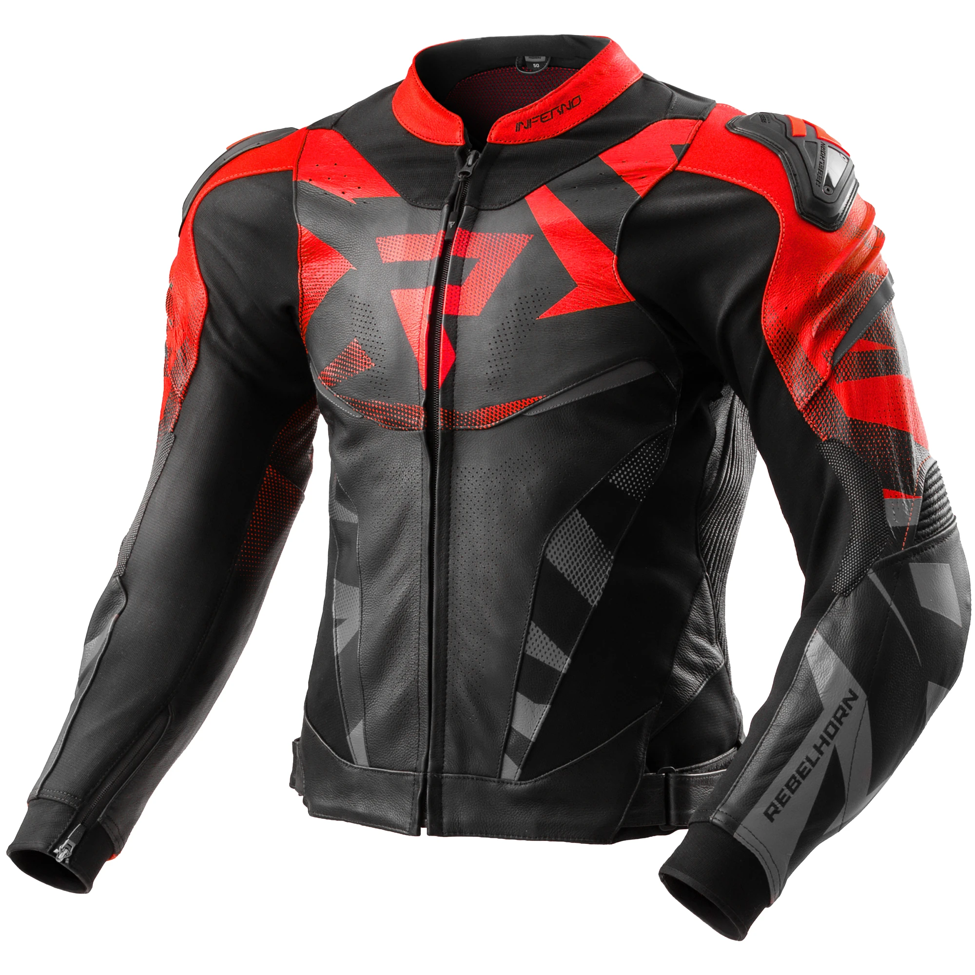 Rebelhorn Rebelhorn Inferno Leather Jacket - Black / Fluo Red