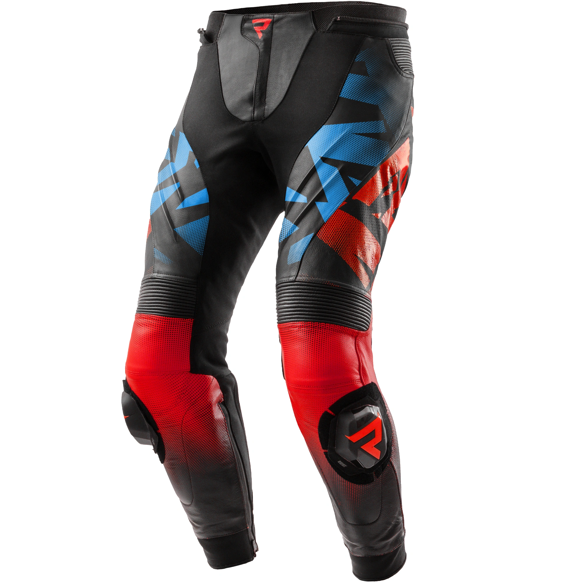 Rebelhorn Rebelhorn Inferno Leather Trousers - Black / Blue / White / Red
