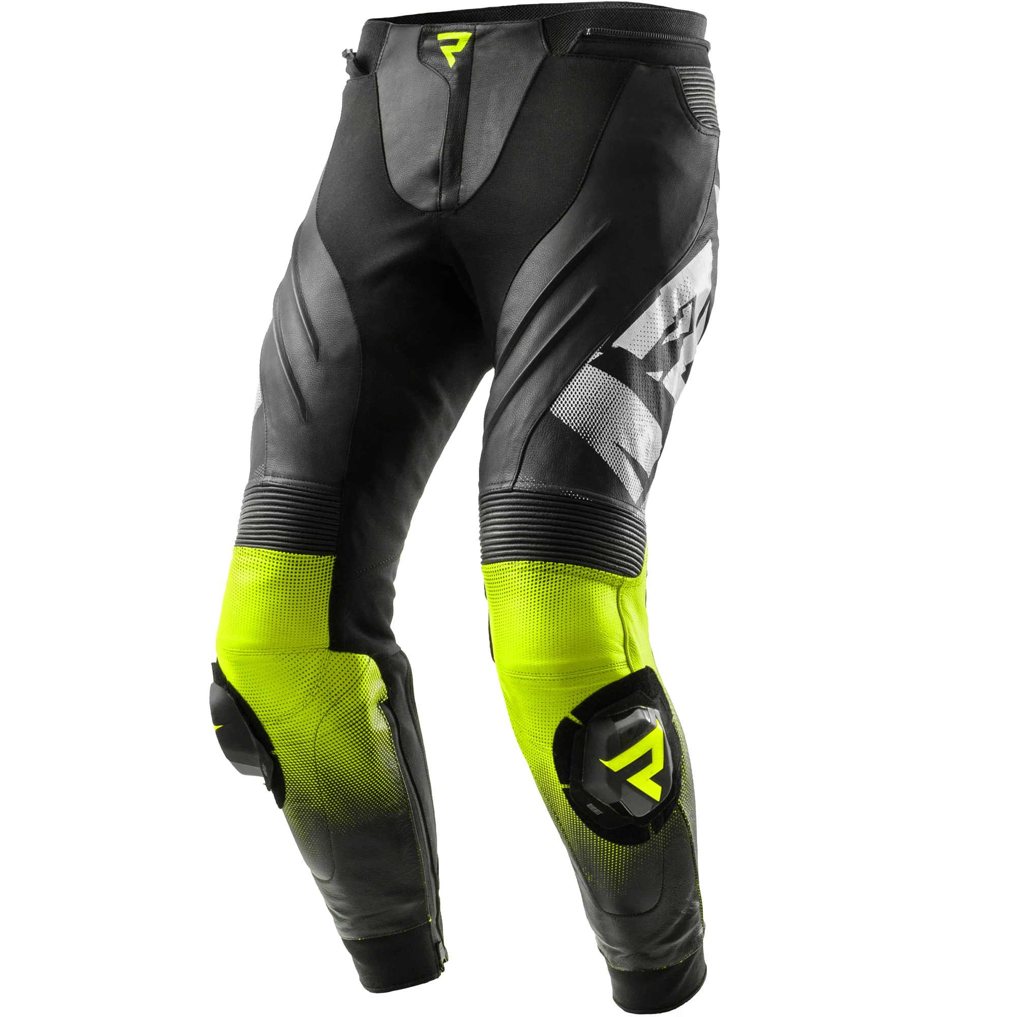 Rebelhorn Rebelhorn Inferno Leather Trousers - Black / White / Fluo Yellow