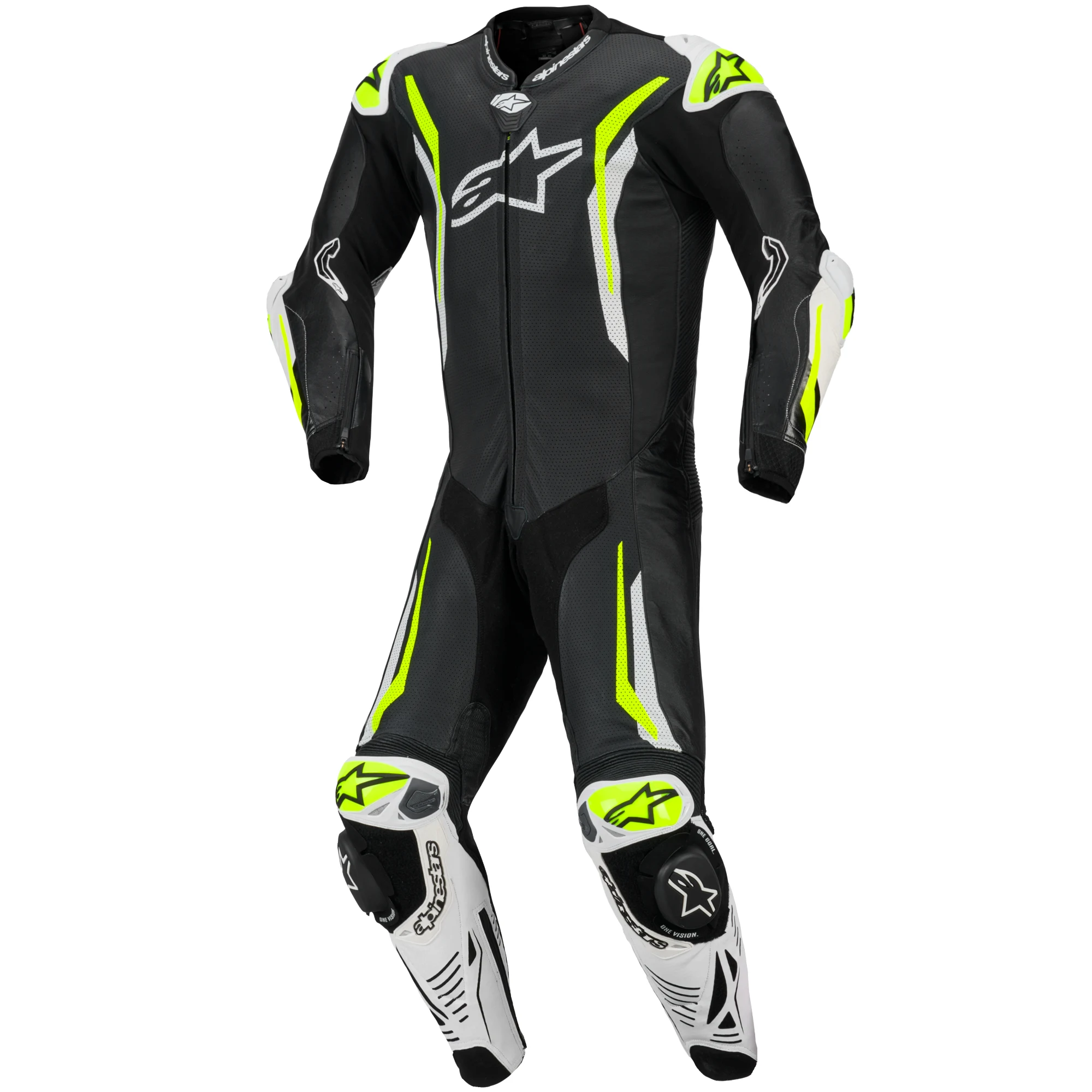 Alpinestars Alpinestars GP Tech V5 One Piece Leather Suit - Black / White / Fluo Yellow