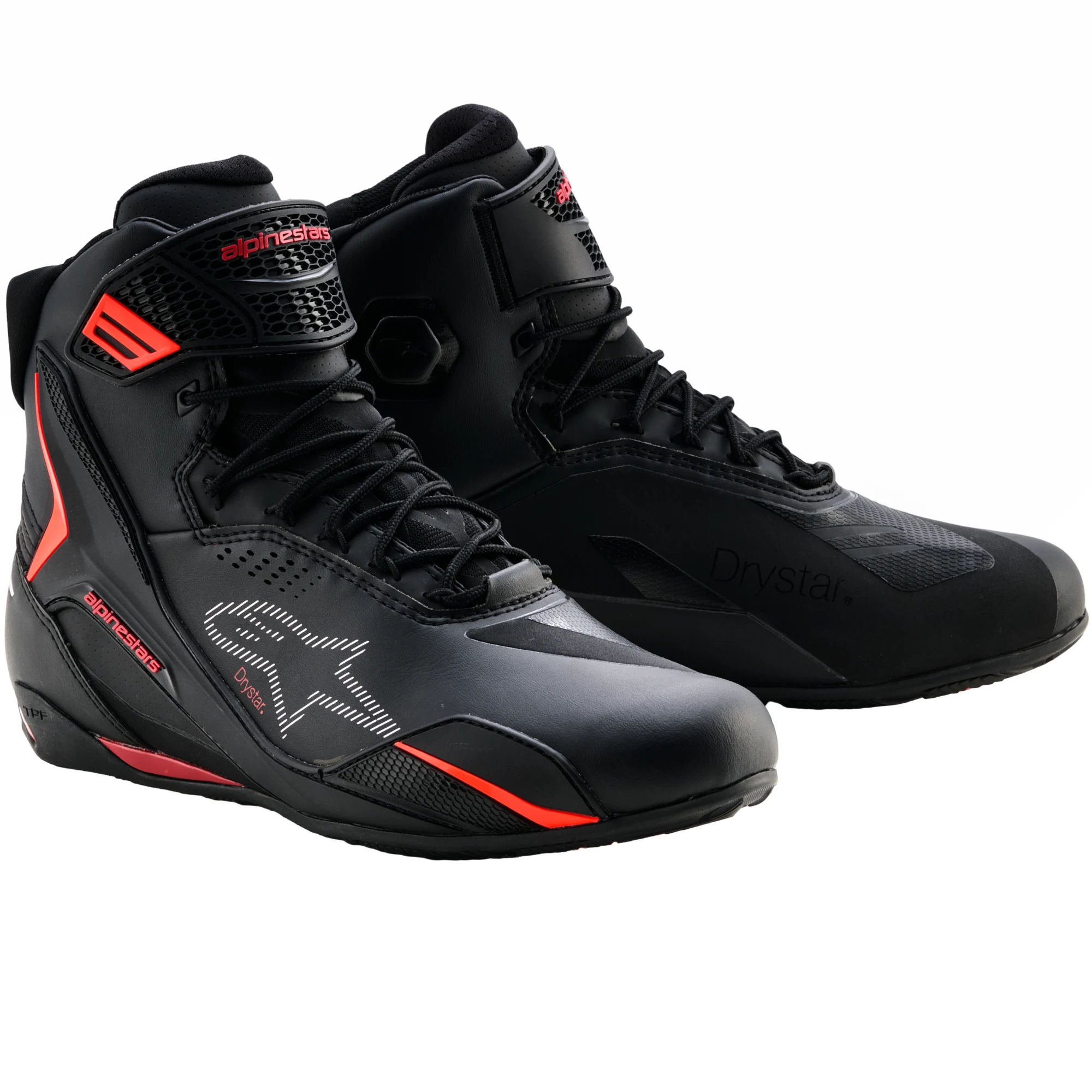 Alpinestars Alpinestars Faster-4 Drystar Shoes - Black / Rio Red / Fluo Red