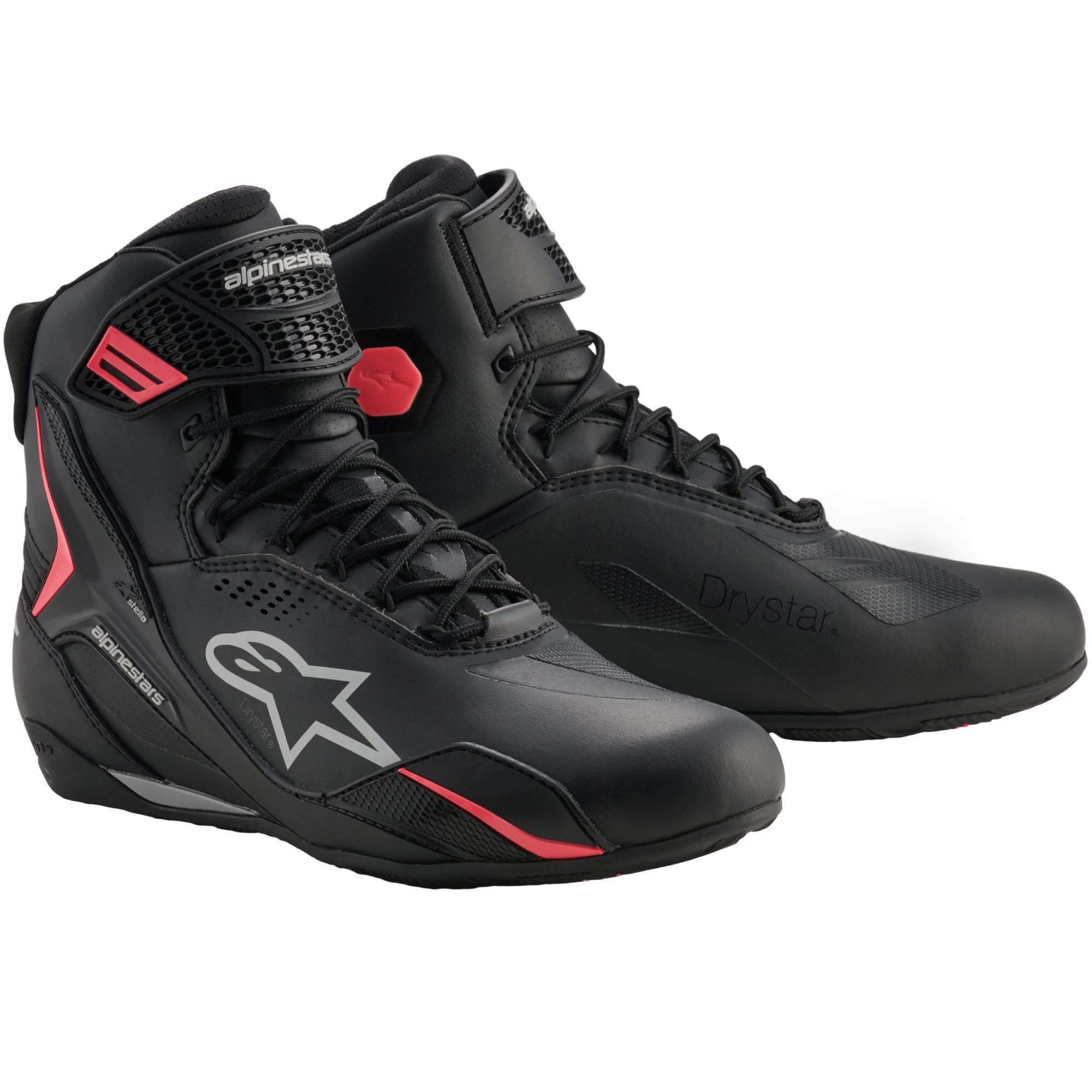 Alpinestars Alpinestars Stella Faster-4 Drystar Riding Shoes - Black / Grey / Fluo Coral