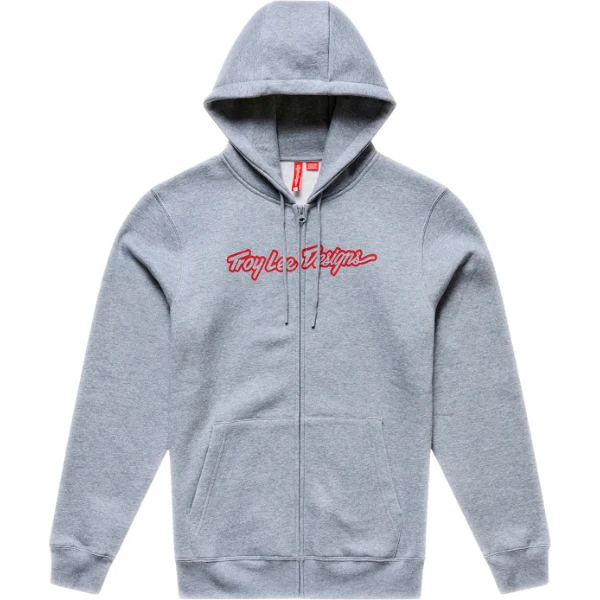 Troy Lee Designs Troy Lee Designs Front Zip Hoodie - Signature Grey Heather / Red