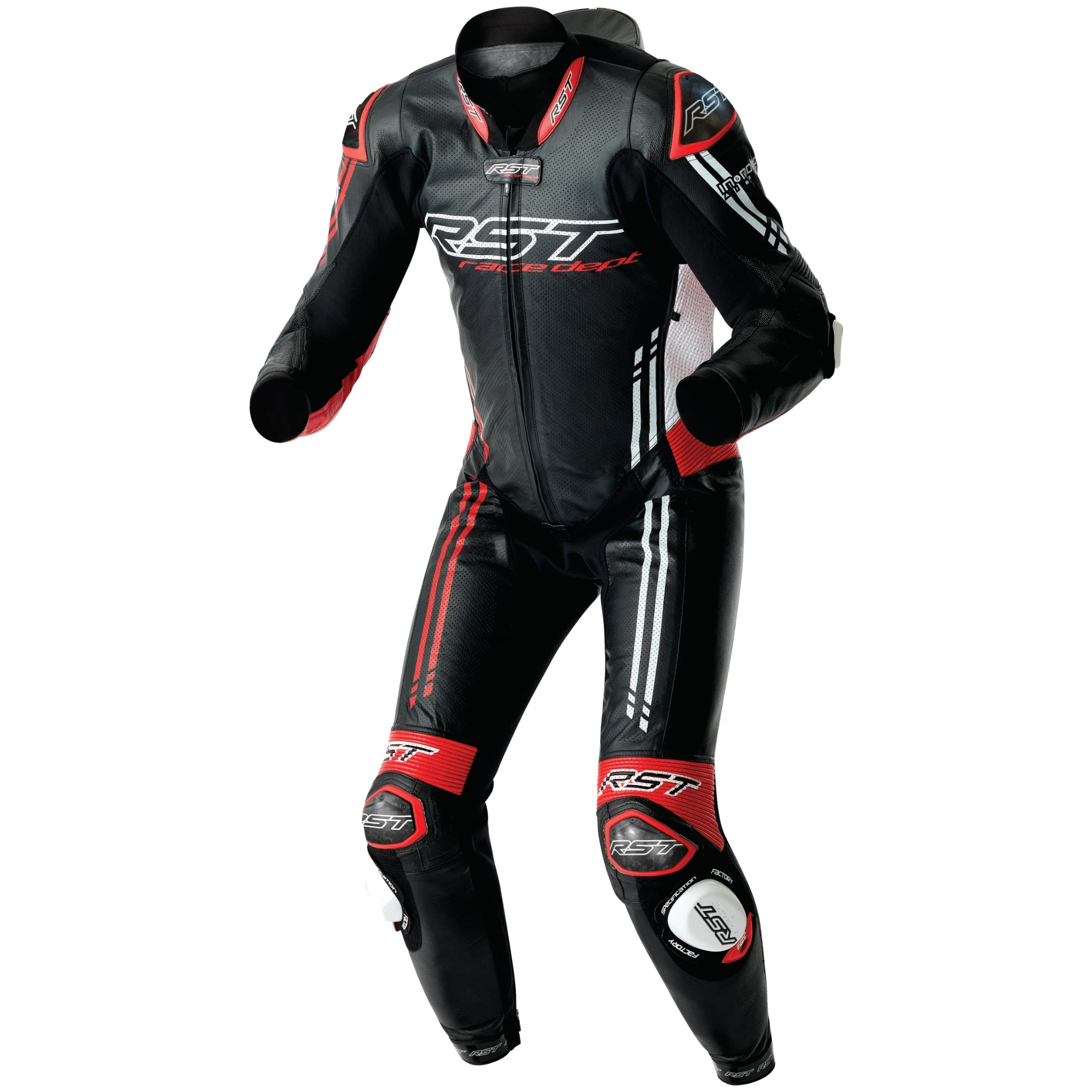RST RST Race Dept V4.2 Kangaroo One Piece D3O Airbag Leather Suit - Black / Red / White