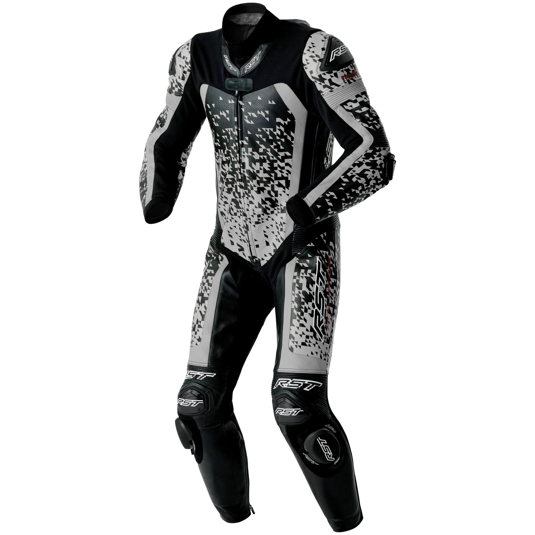 RST RST Pro Series D3O Airbag CE One Piece Leather Suit - Black / Silver