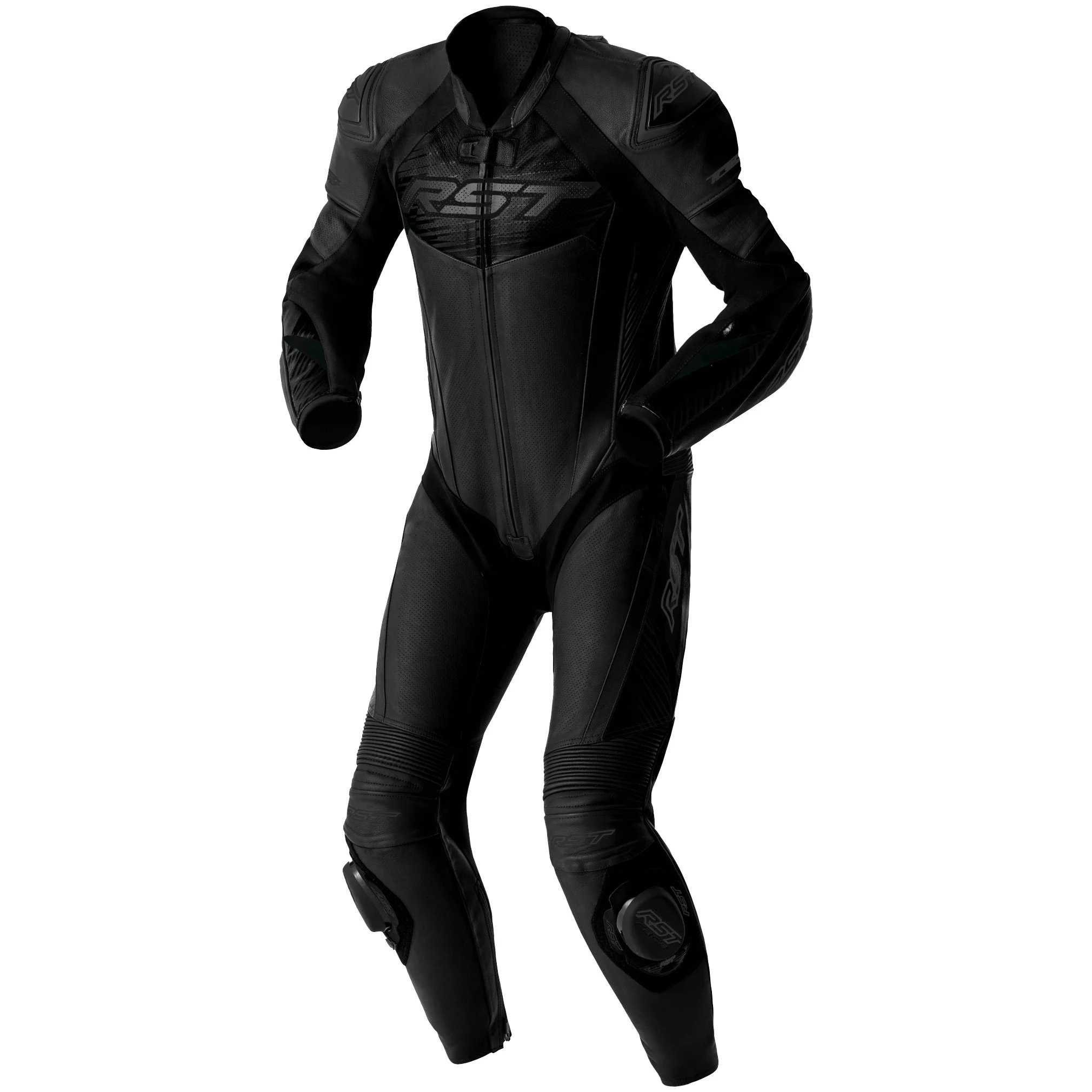 RST RST Tractech Evo D3O One Piece Leather Suit - Black / Black