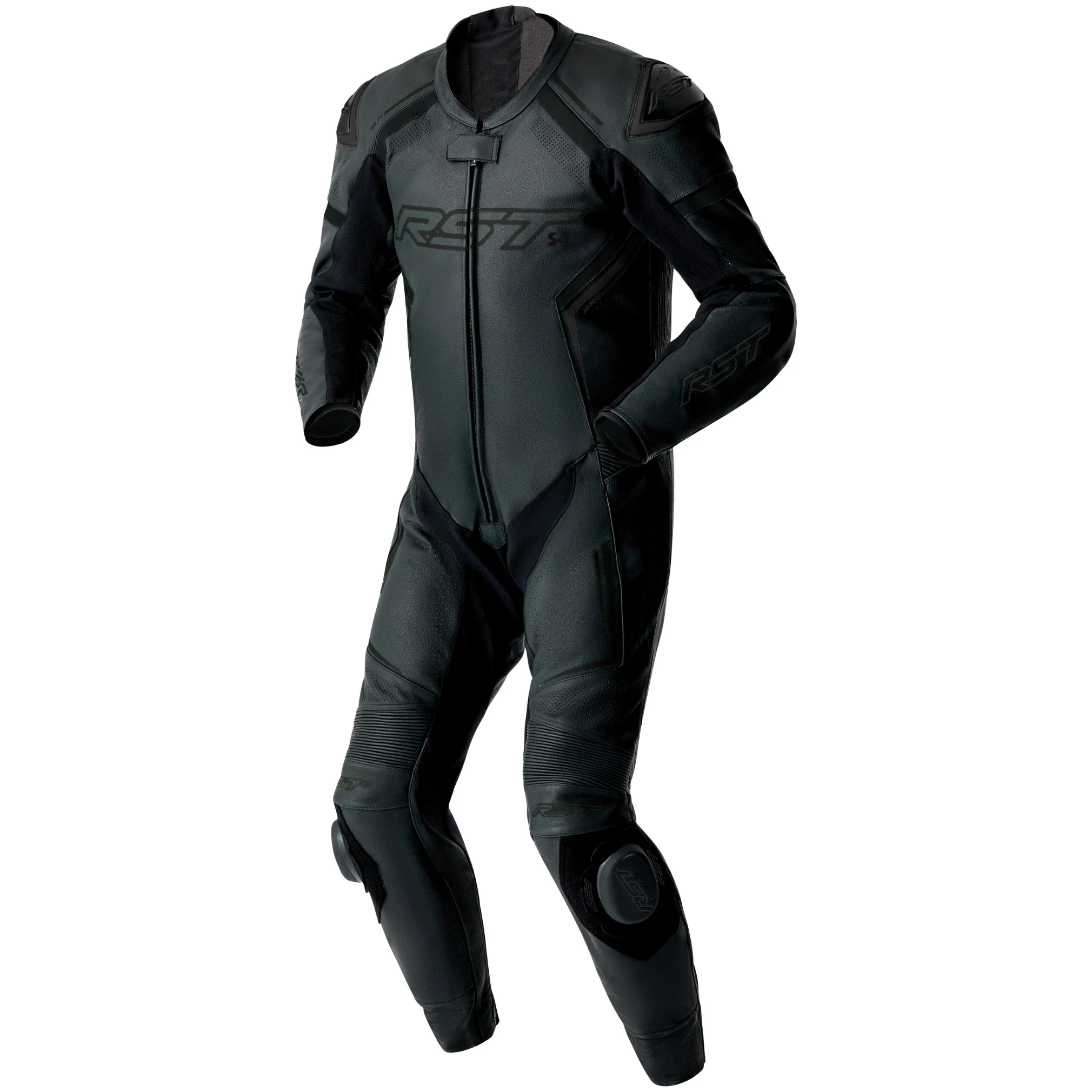RST RST S1 D3O CE One Piece Leather Suit - Black / Black / Black