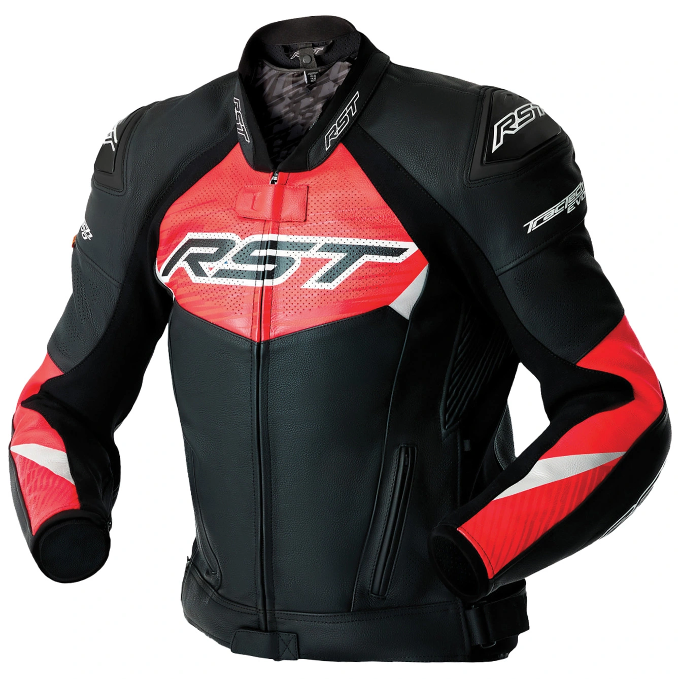 RST RST Tractech Evo D3O Leather Jacket - Black / Flo Red