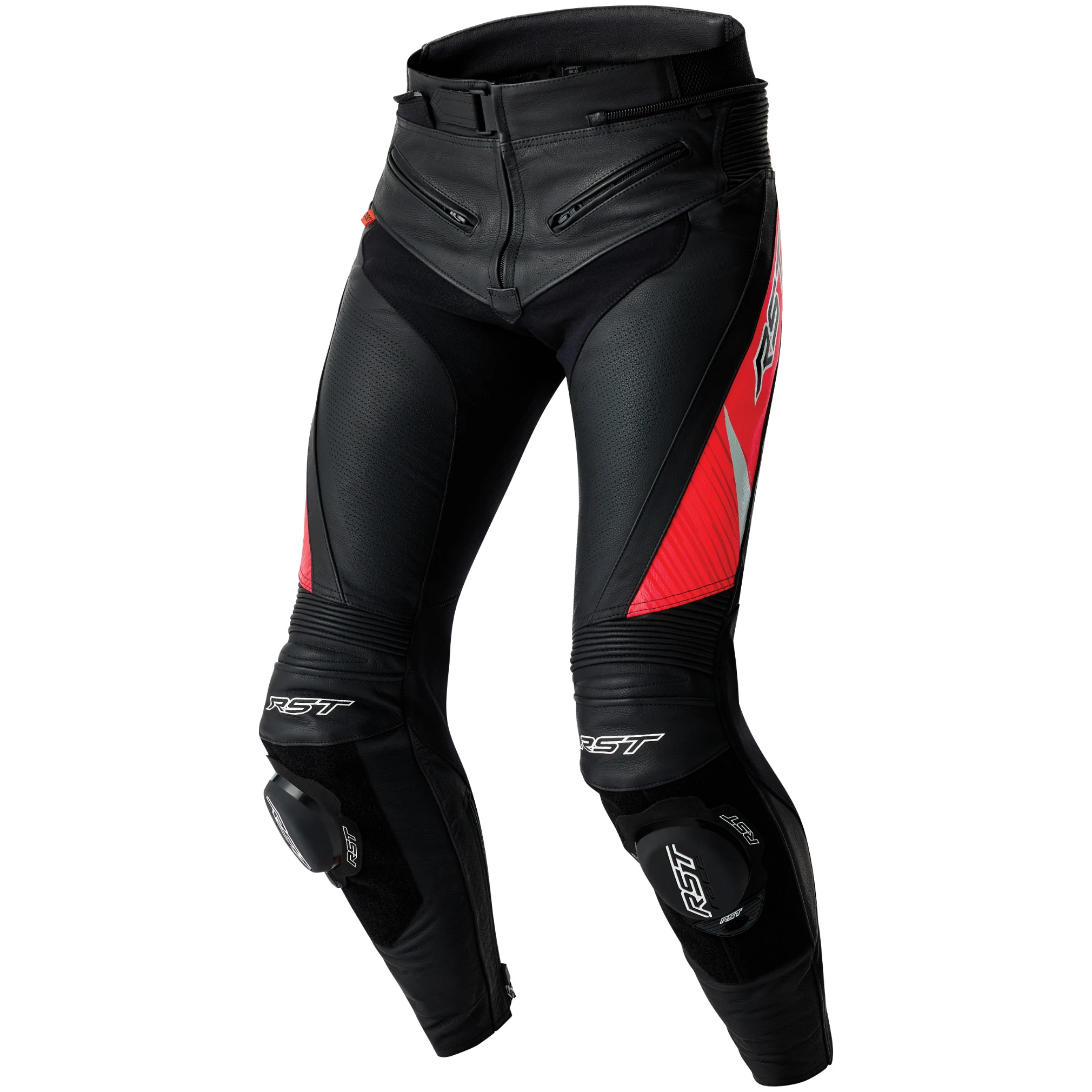 RST RST Tractech Evo D3O Leather Trousers - Black / Flo Red