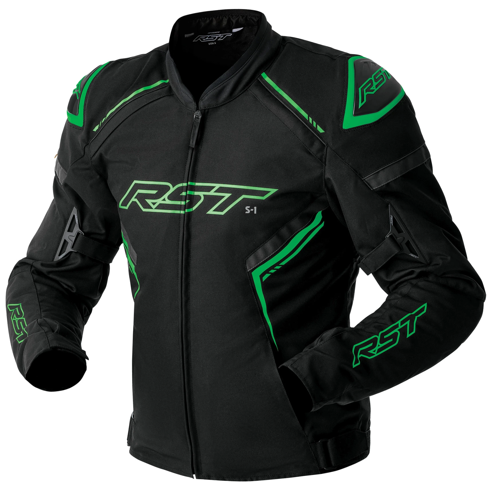 RST RST S1 D3O Textile Jacket - Black / Grey / Flo Green