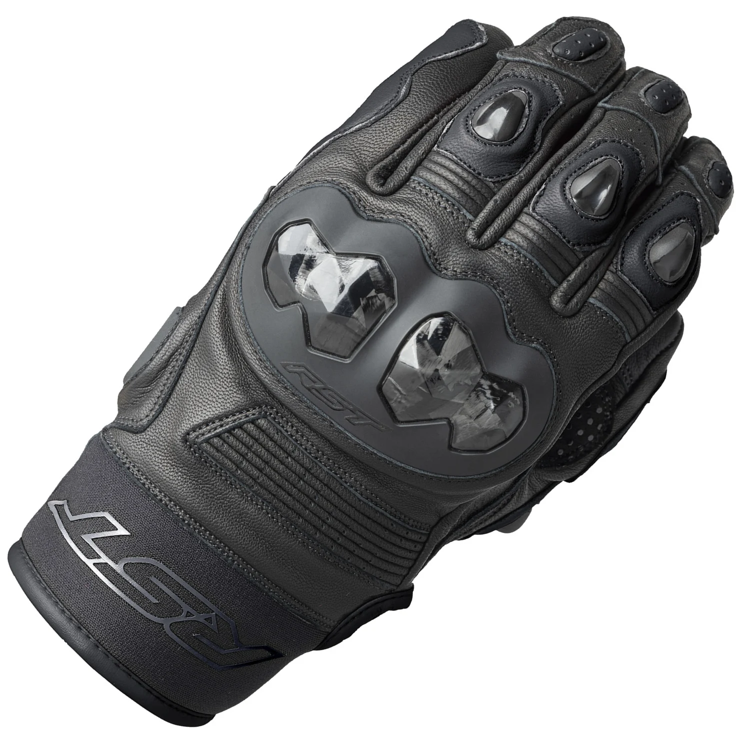 RST RST Freestyle 3 D3O Leather Summer Gloves - Black / Black