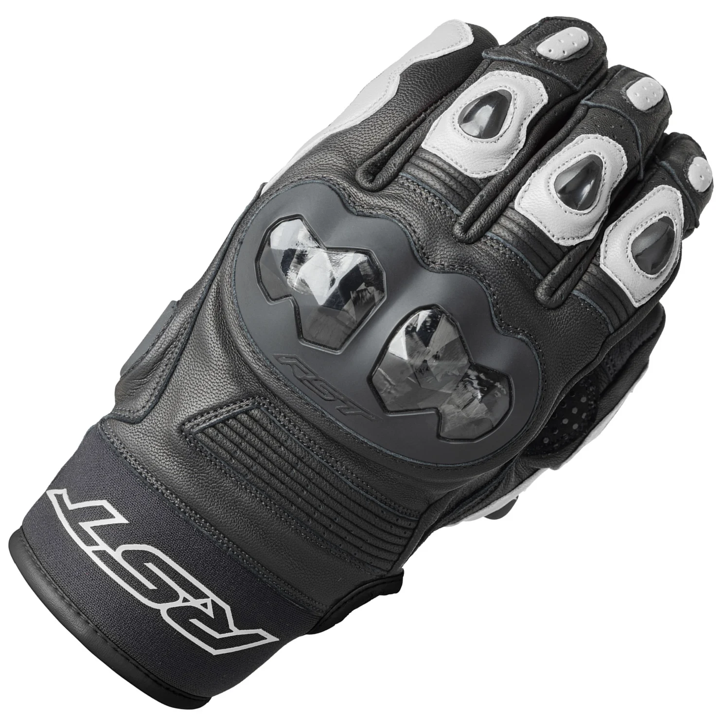 RST RST Freestyle 3 D3O Leather Summer Gloves - Black / White