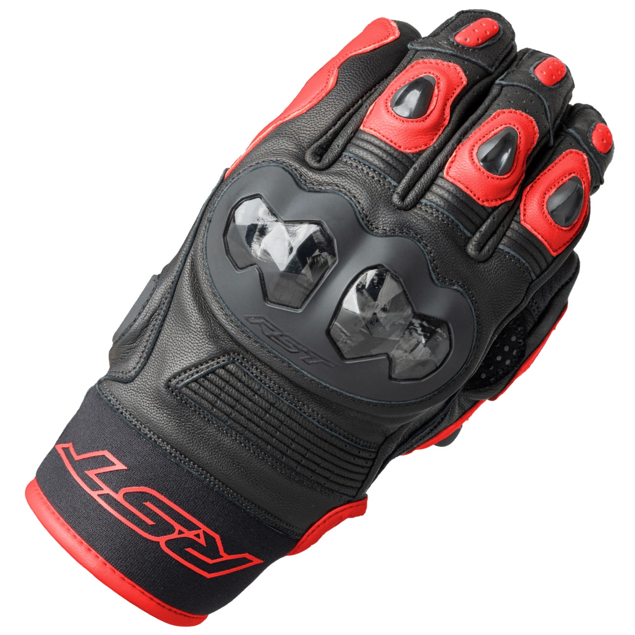 RST RST Freestyle 3 D3O Leather Summer Gloves - Black / Red