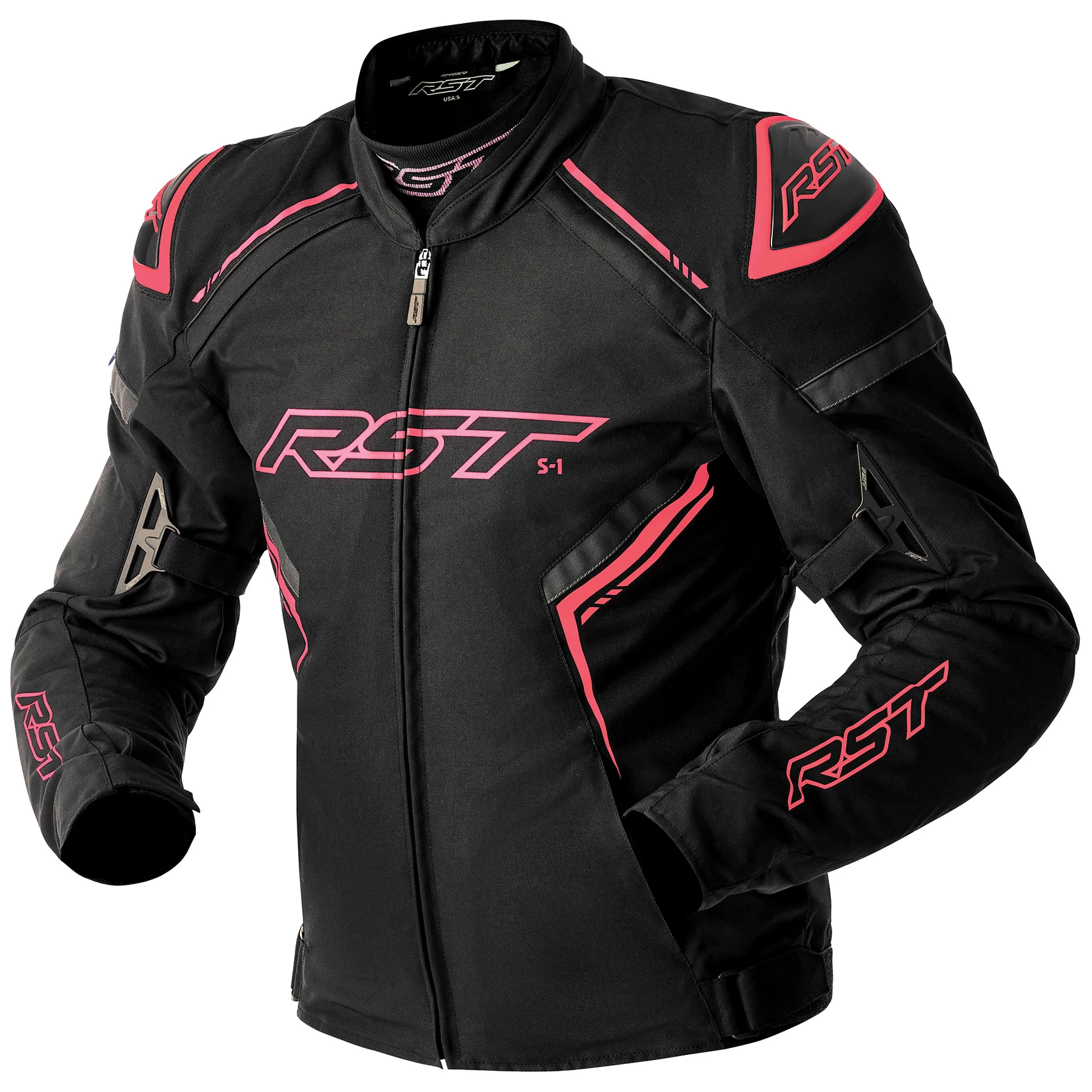 RST RST Ladies S1 D3O Textile Jacket - Black / Fluo Pink