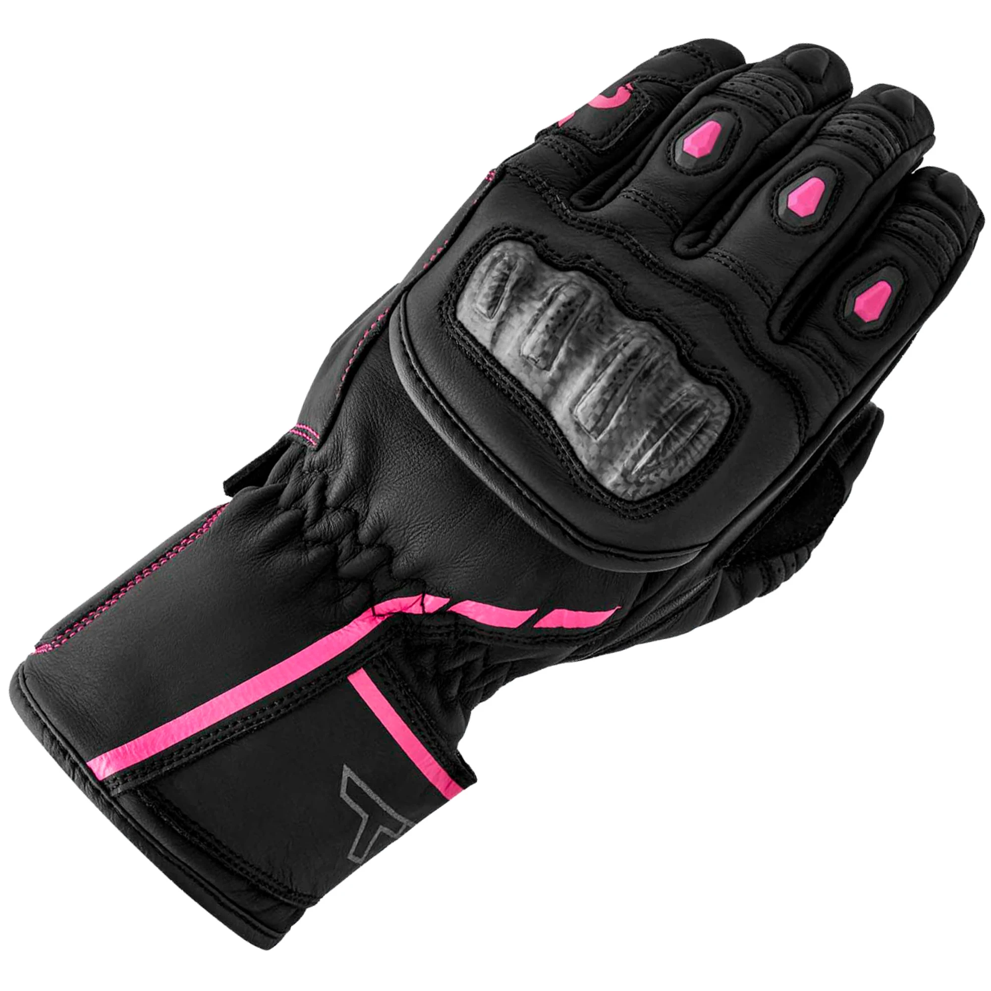 RST RST Ladies S1 Summer Leather Gloves - Black / Flo Pink