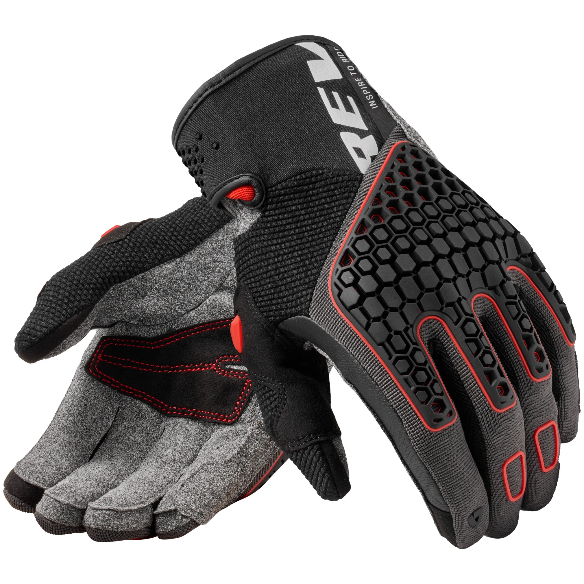 Rev'it Rev'it Mangrove 2 Textile Gloves - Grey / Red