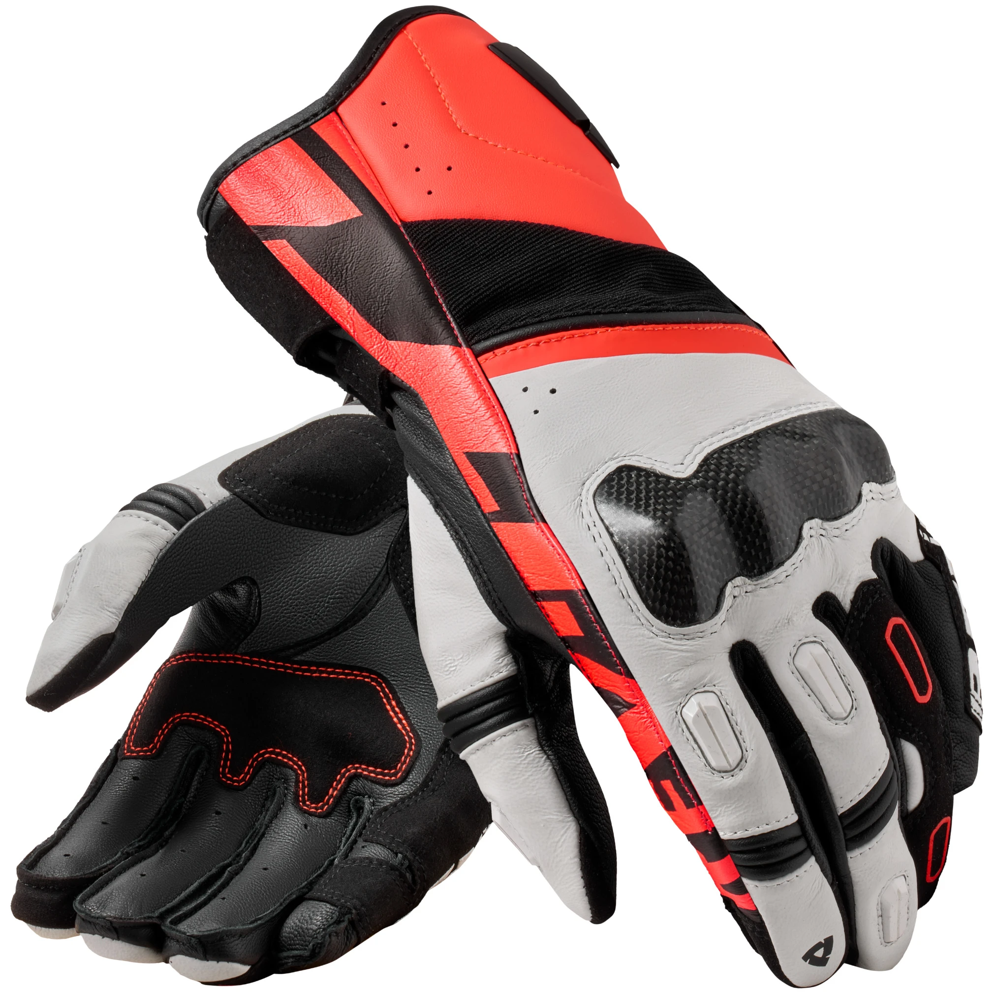 Rev'it Rev'it RSR 5 Leather Gloves - White / Neon Red