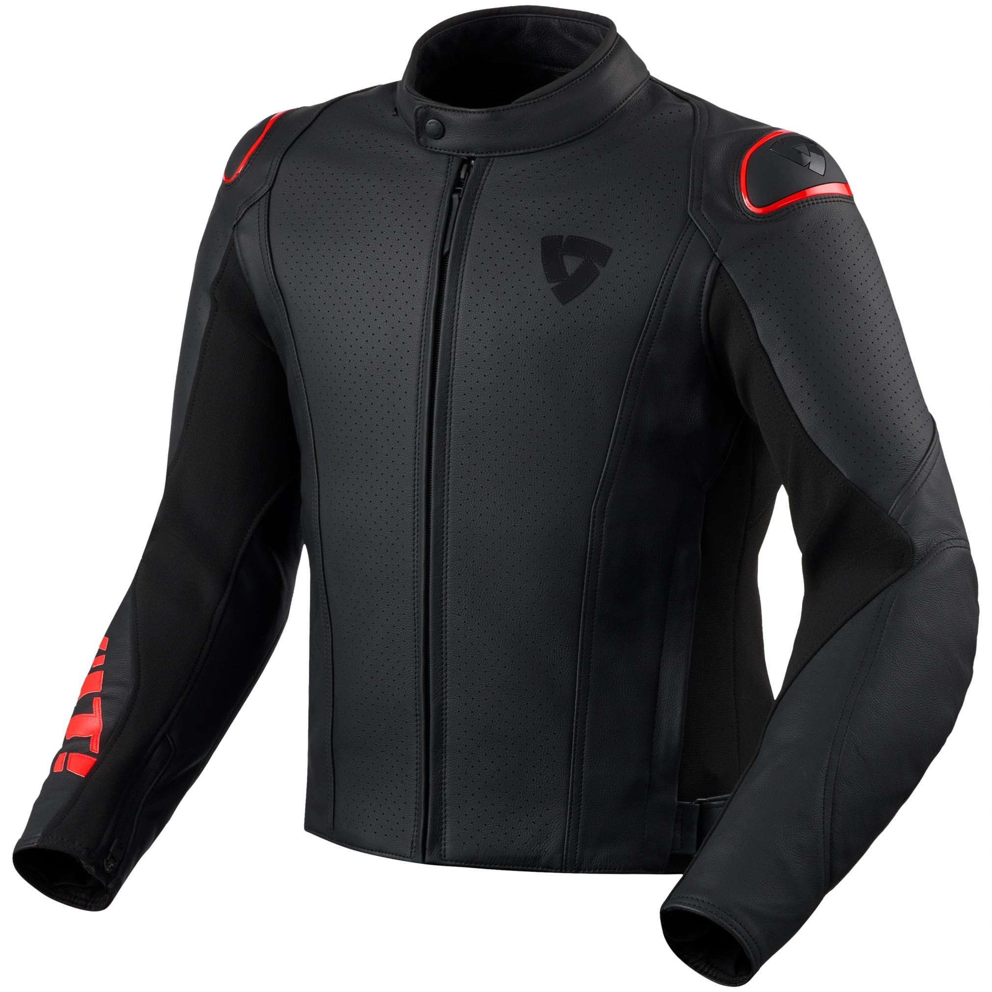 Rev'it Rev'it Quadratic Leather Jacket - Black / Neon Red