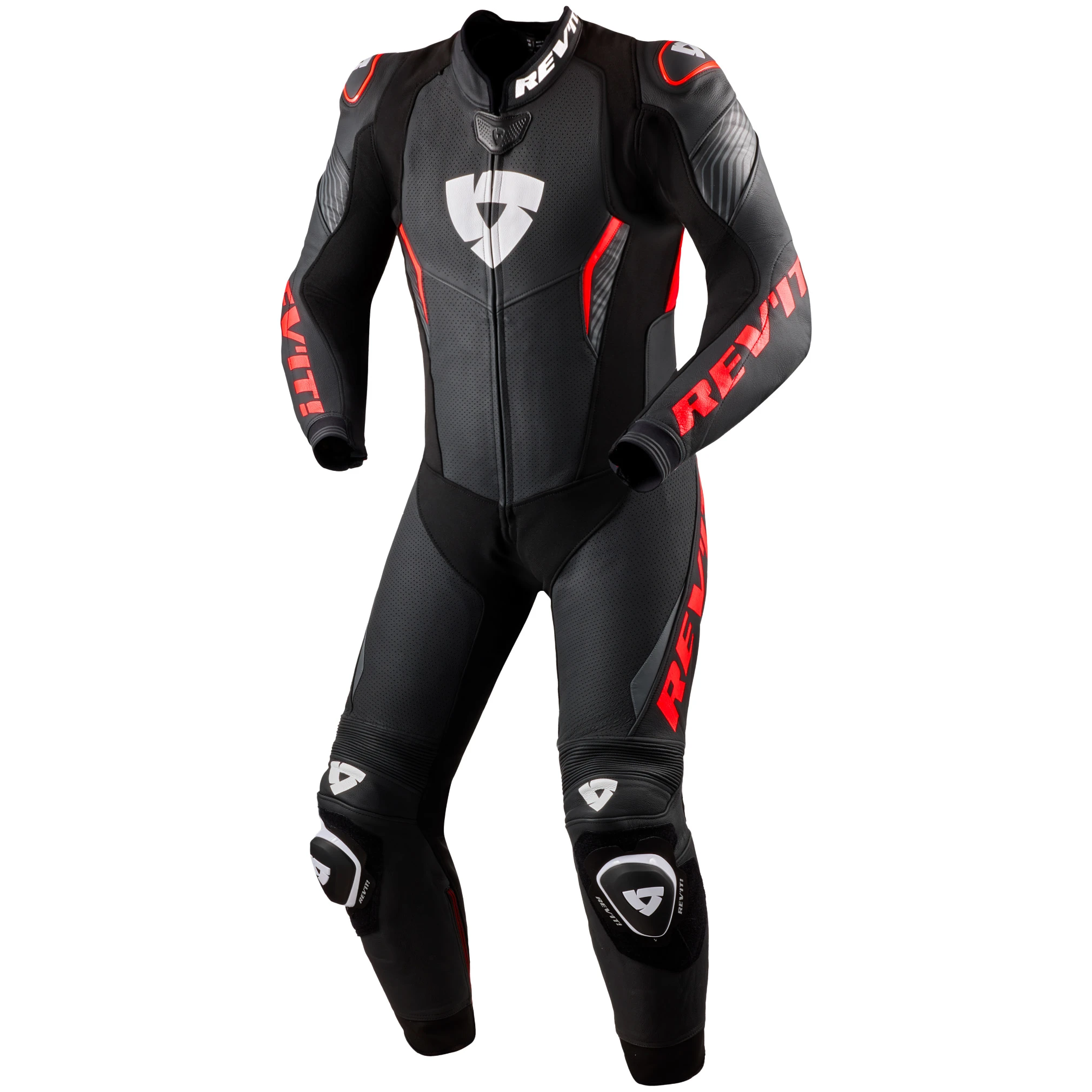 Rev'it Rev'it Argon 3 One Piece Leather Suit - Black / Neon Red