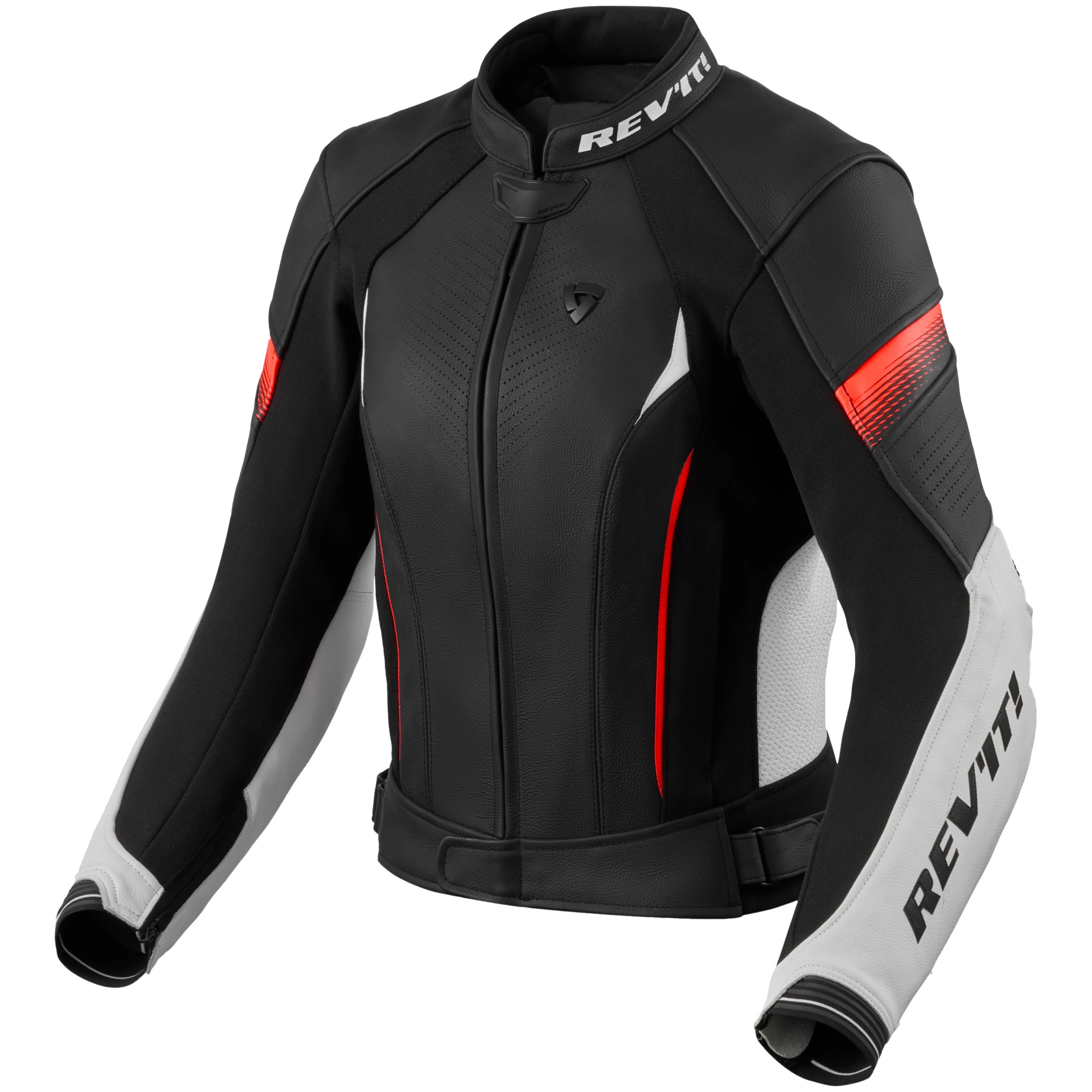 Rev'it Rev'it Ladies Xena 4 Leather Jacket - White / Neon Red