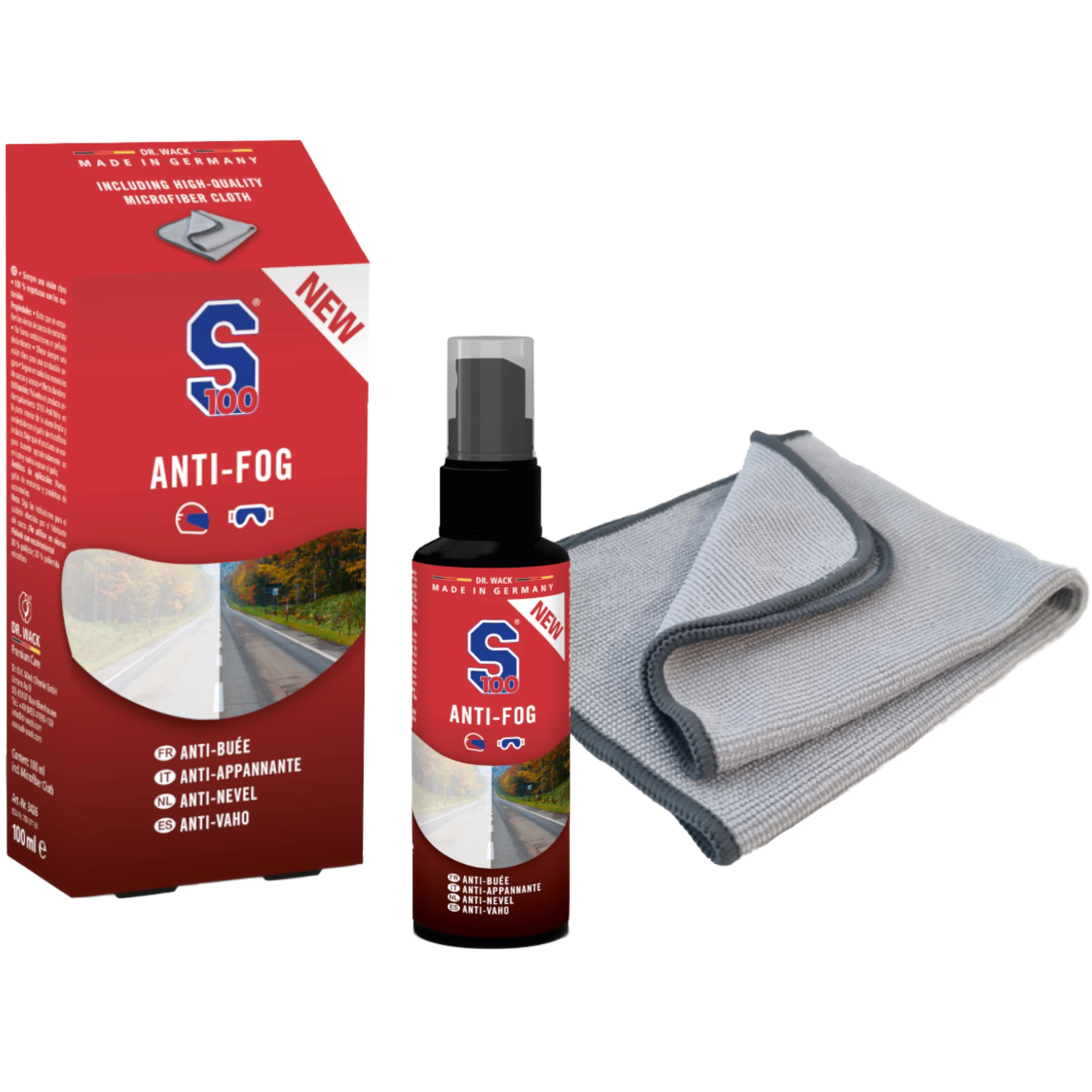 S100 S100 Anti-Fog 100ml Spray and Cloth Set