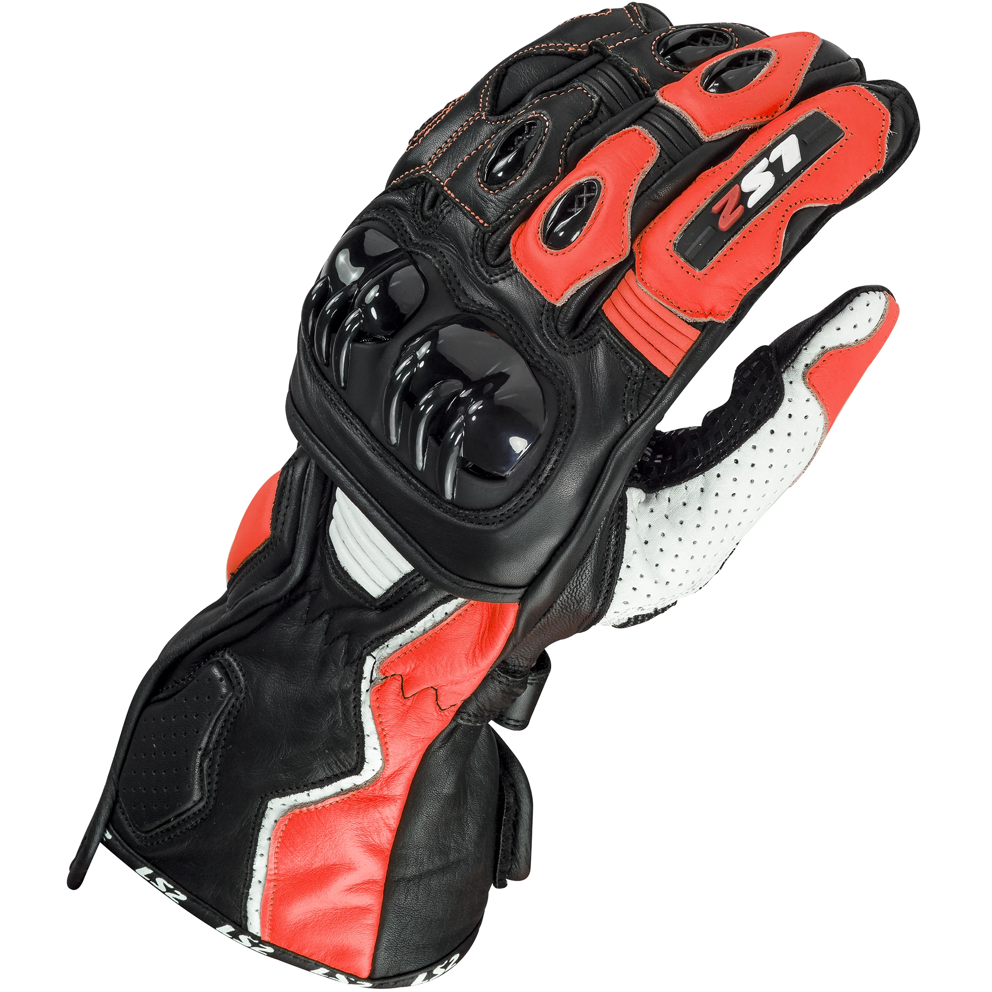 LS2 LS2 Swift Leather Gloves - Black / White / Red