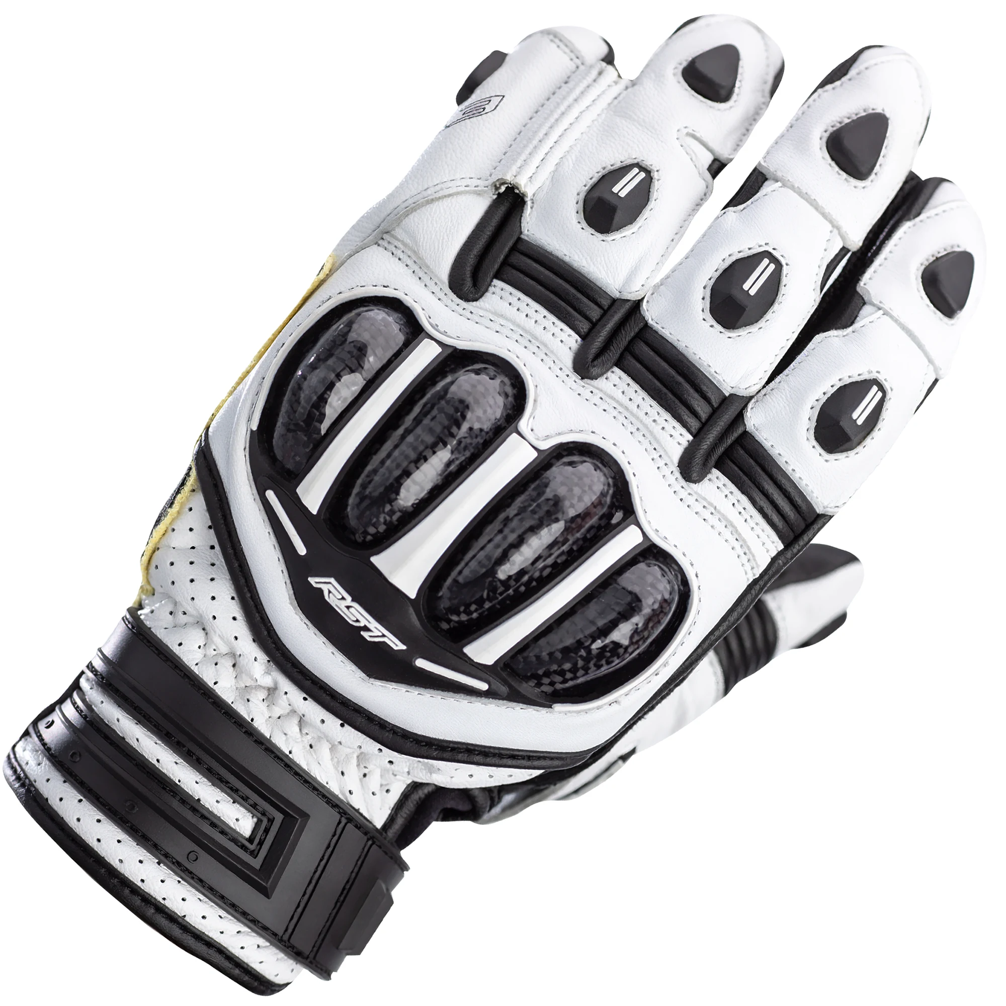 RST RST Tractech Evo 4 Short CE Leather Gloves - White / Black