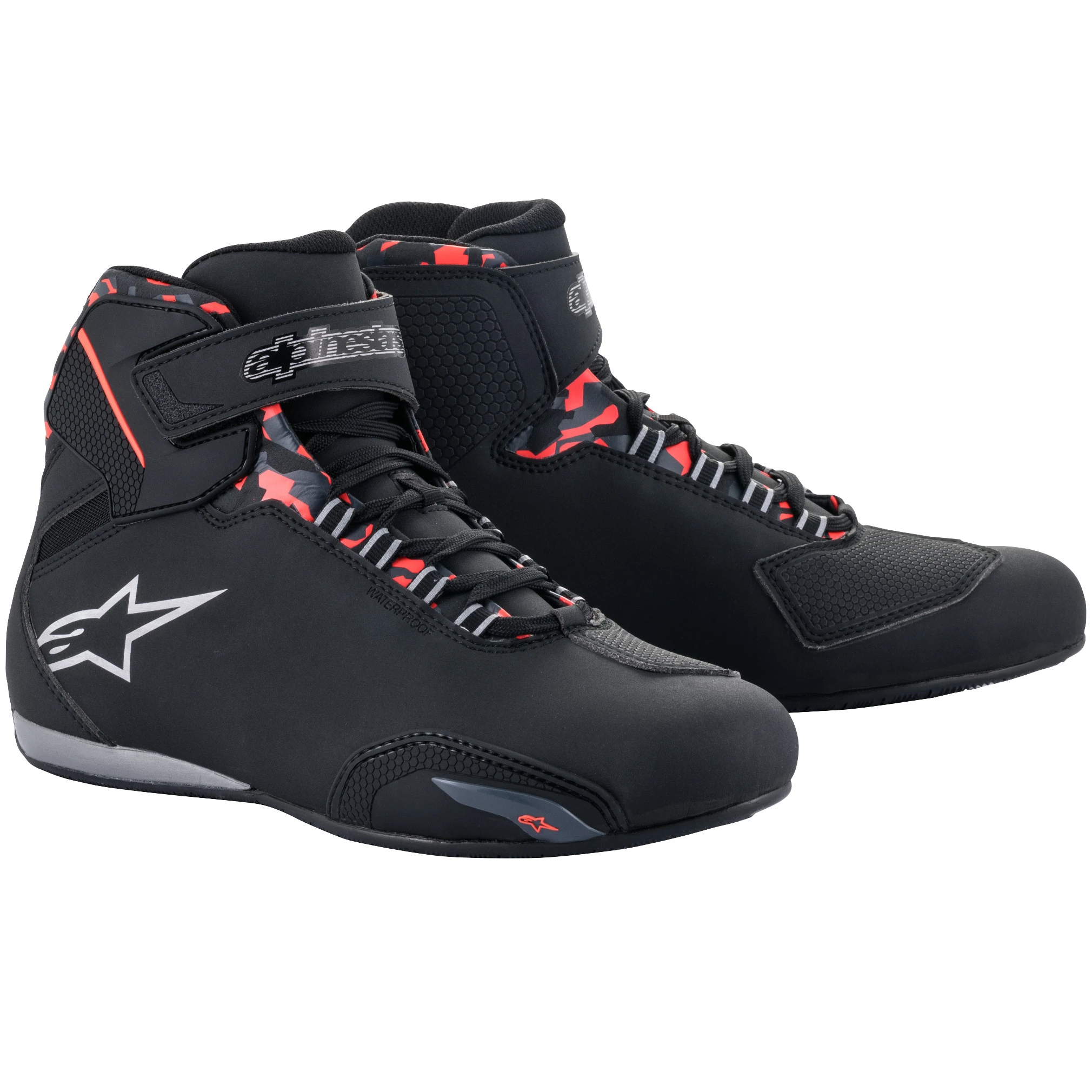 Alpinestars Alpinestars Sektor Waterproof Shoes - Black / Dark Grey / Red Fluo