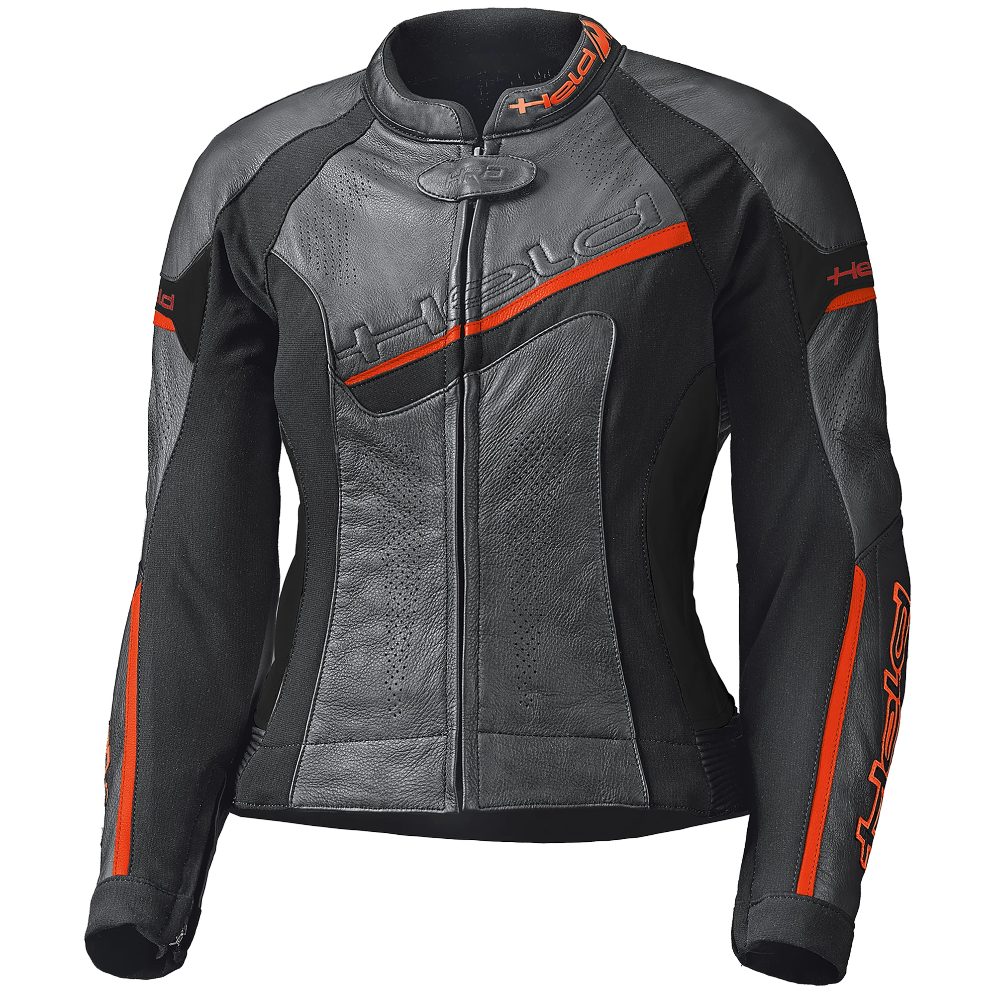 Held Held Ladies Debbie 2 Leather Jacket - Black / Neon Red