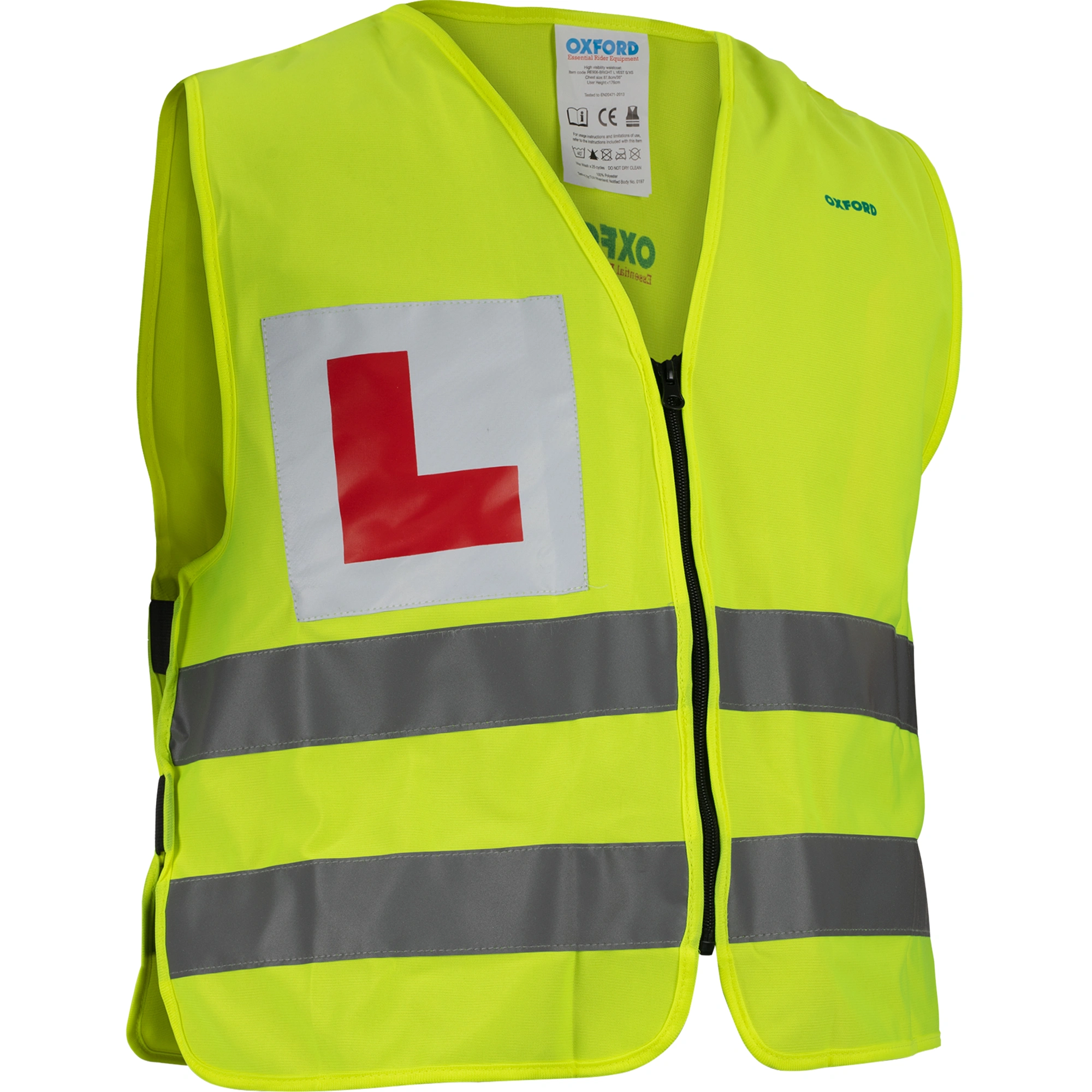 Oxford Oxford Bright Vest with L Plate - Fluo Yellow