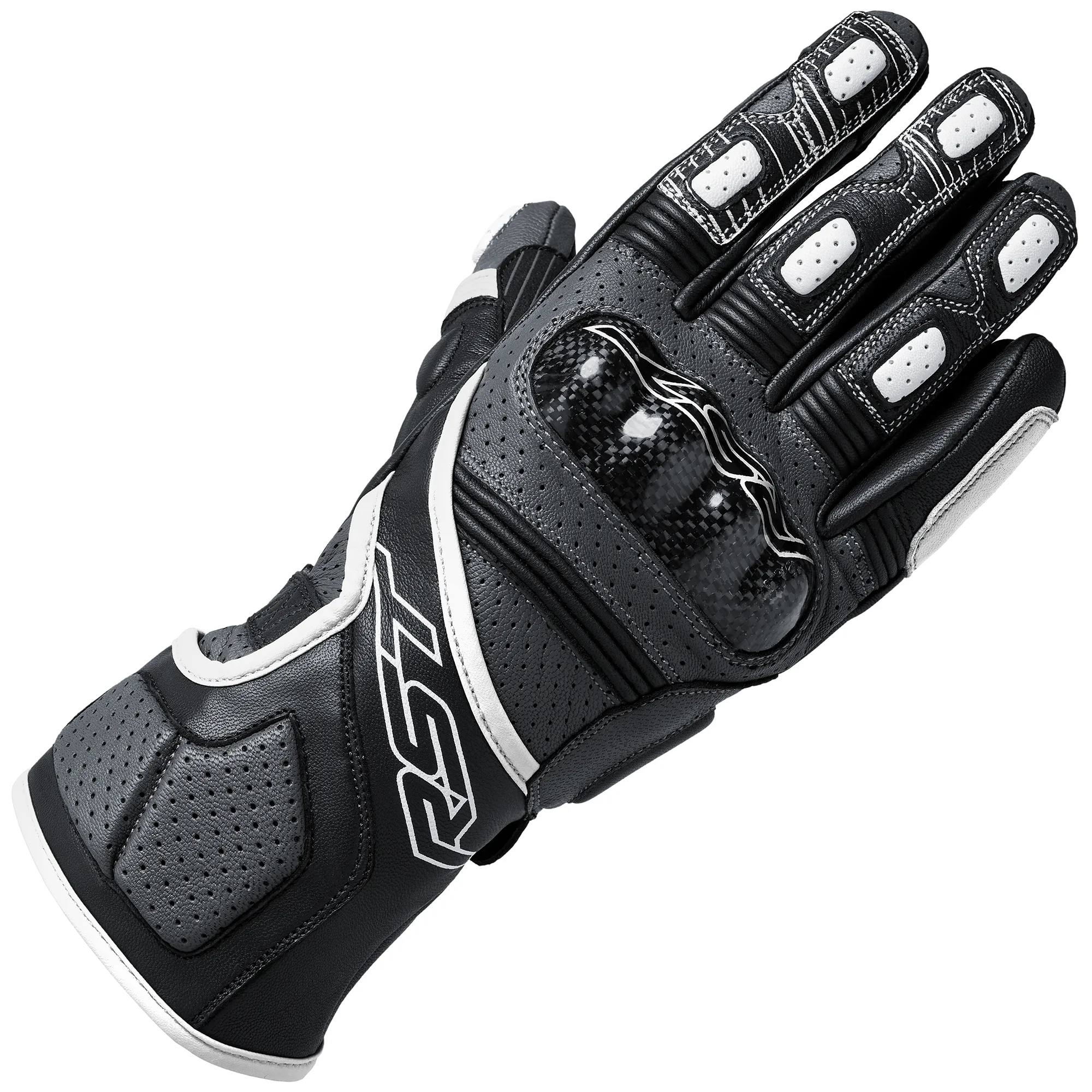RST RST Fulcrum CE Perforated Leather Gloves - Grey / White / Black
