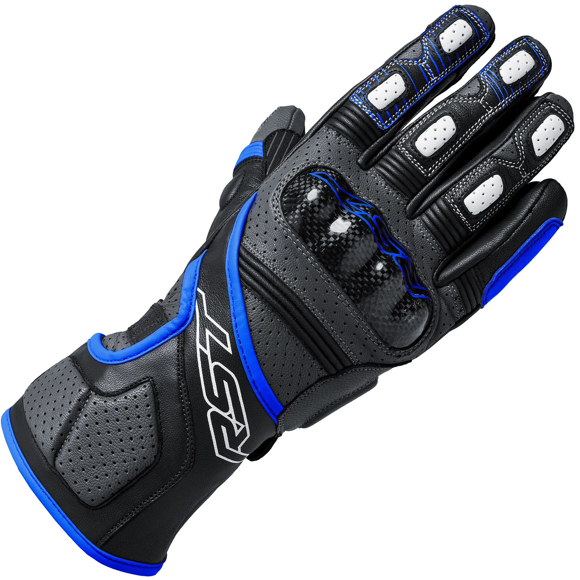 RST RST Fulcrum CE Perforated Leather Gloves - Grey / Blue / Black