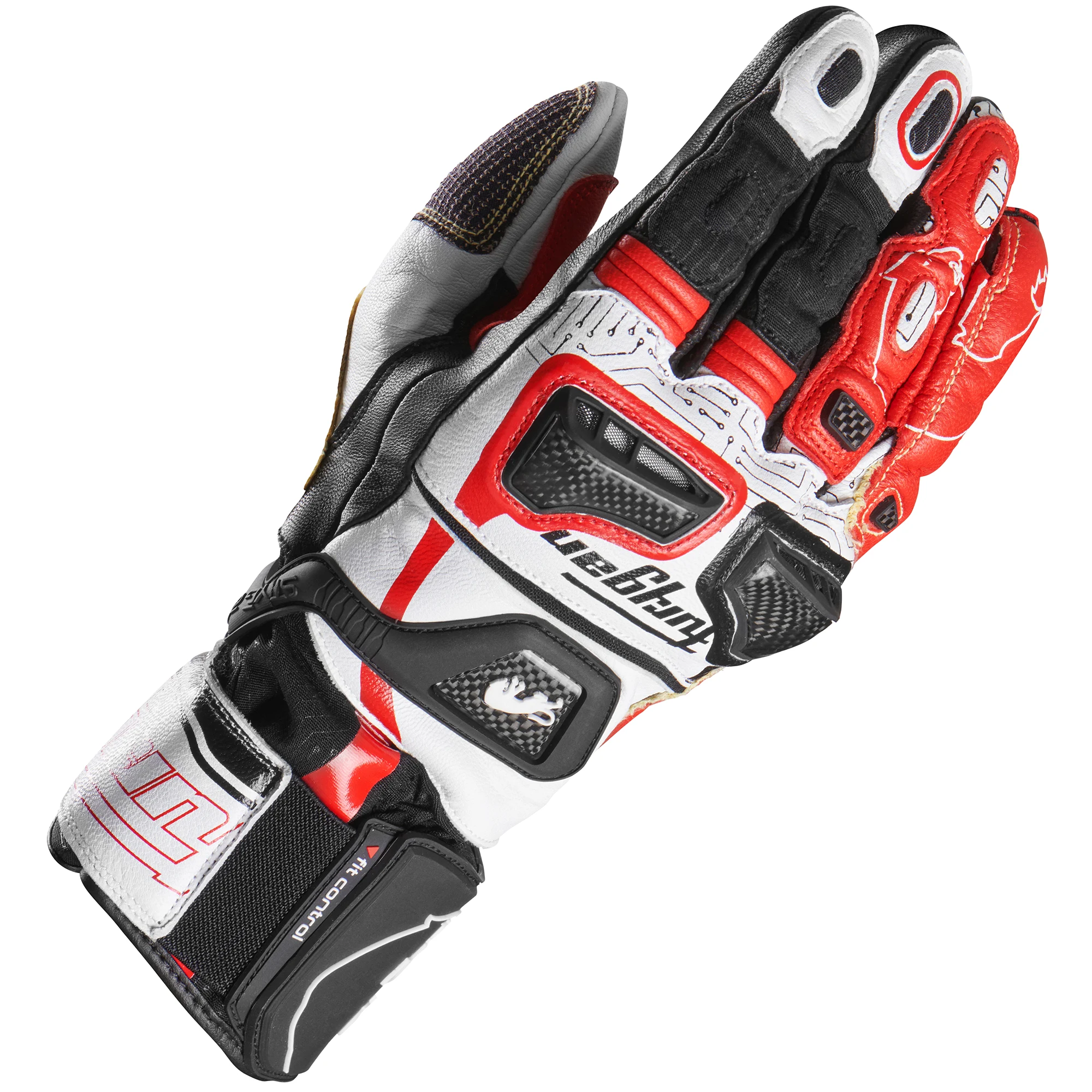 Furygan Furygan Styg20 X Kevlar® Leather Gloves - Black / White / Red