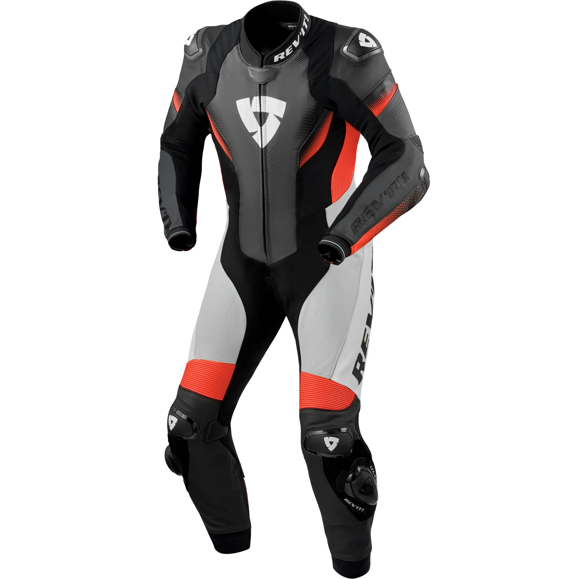 Rev'it Rev'it Control One Piece Leather Suit - Black / Neon Red