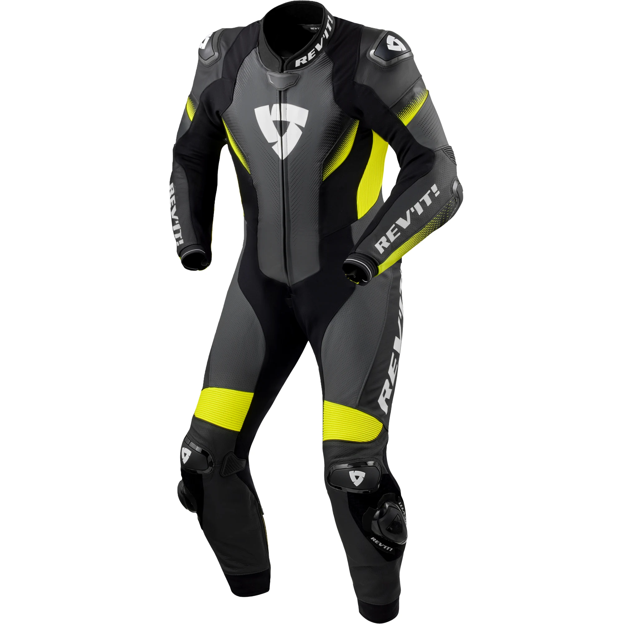 Rev'it Rev'it Control One Piece Leather Suit - Black / Neon Yellow