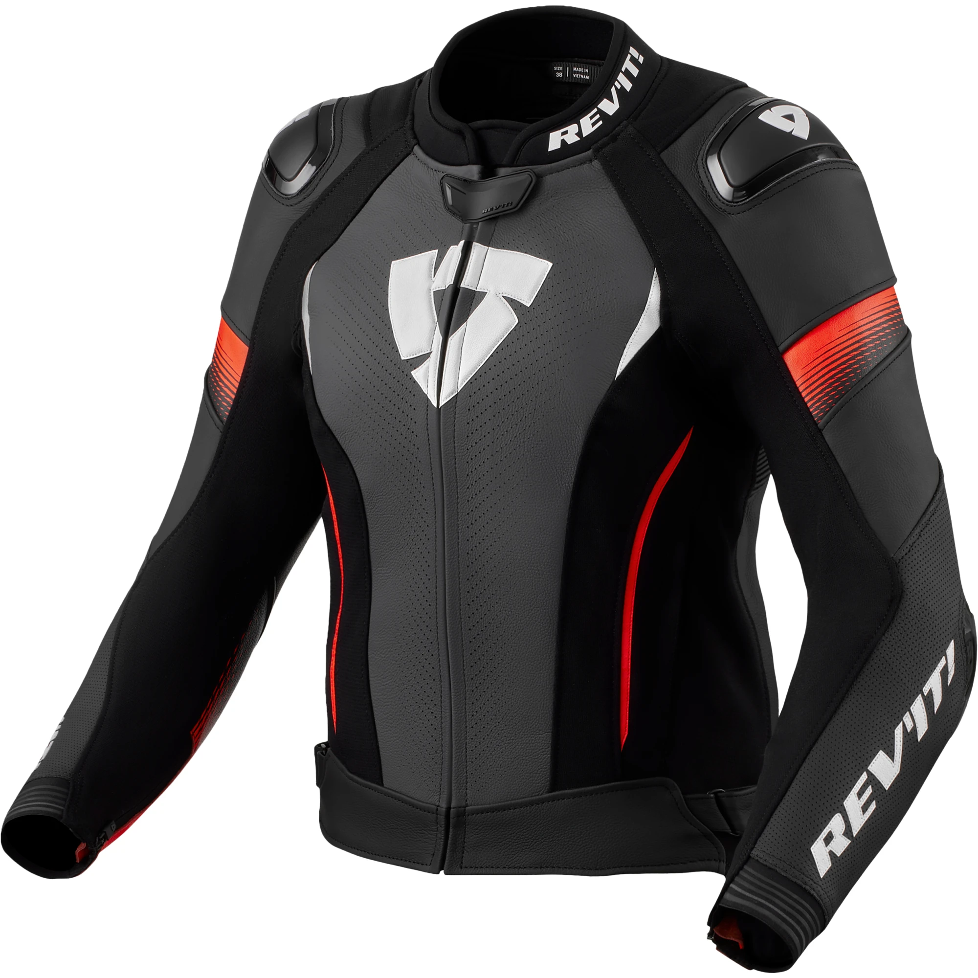Rev'it Rev'it Ladies Xena 4 Pro Leather Jacket - Black / Neon Red