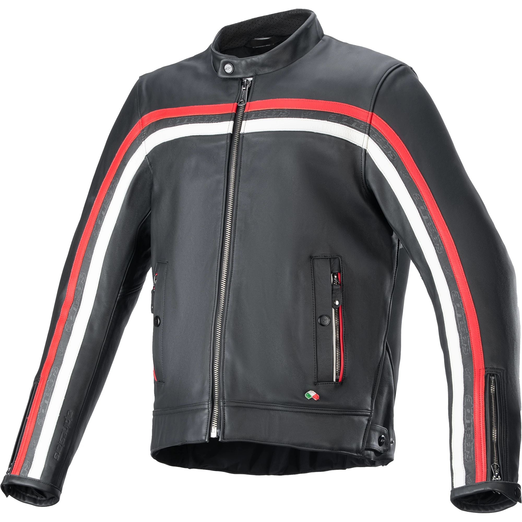 Alpinestars Alpinestars Dyno Leather Jacket - Black / Ruby Red / Ecru
