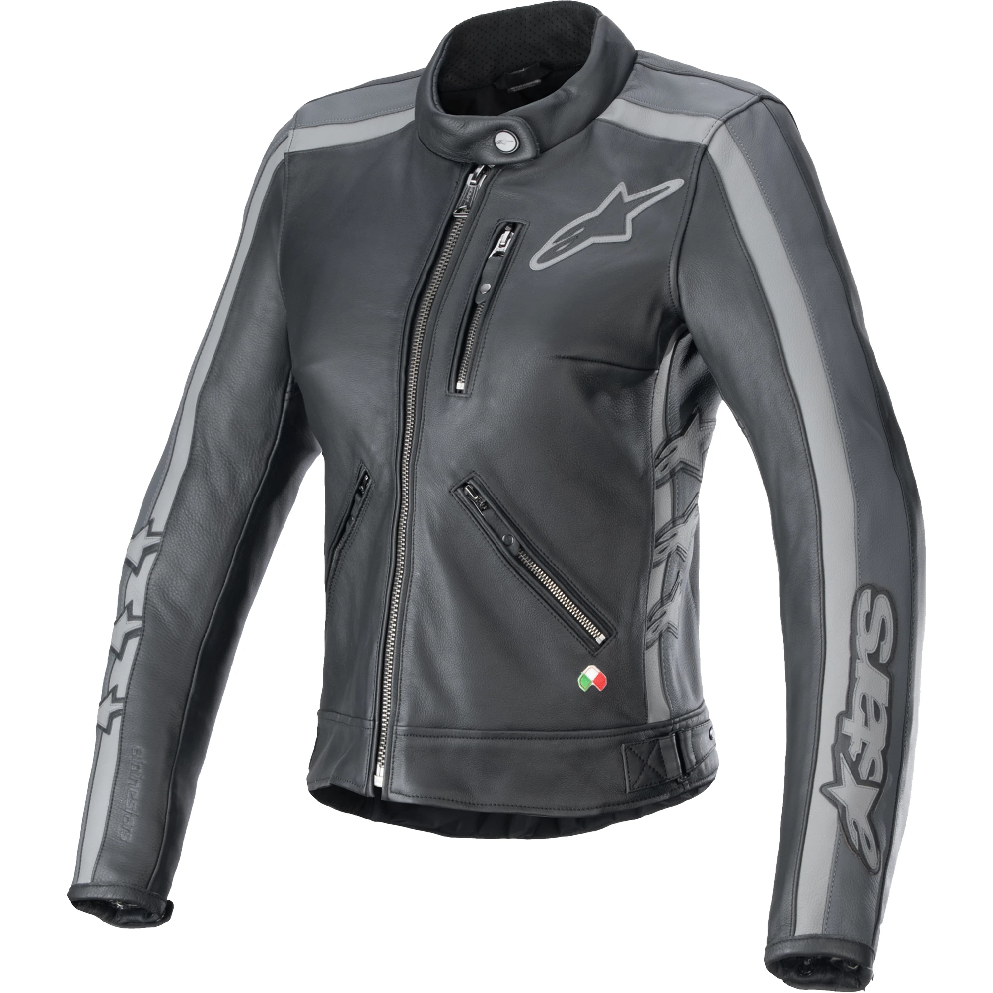 Alpinestars Alpinestars Stella Dyno Leather Jacket - Black / Tar Grey / Dark Grey