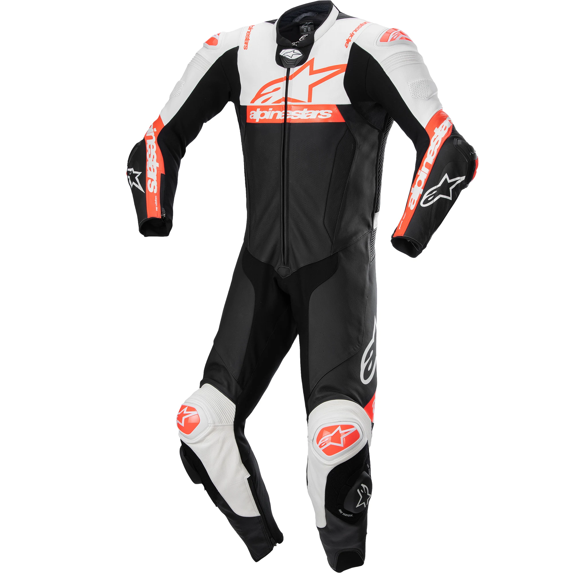 Alpinestars Alpinestars Missile V2 Ward One Piece Leather Suit - Black / White / Red Fluo