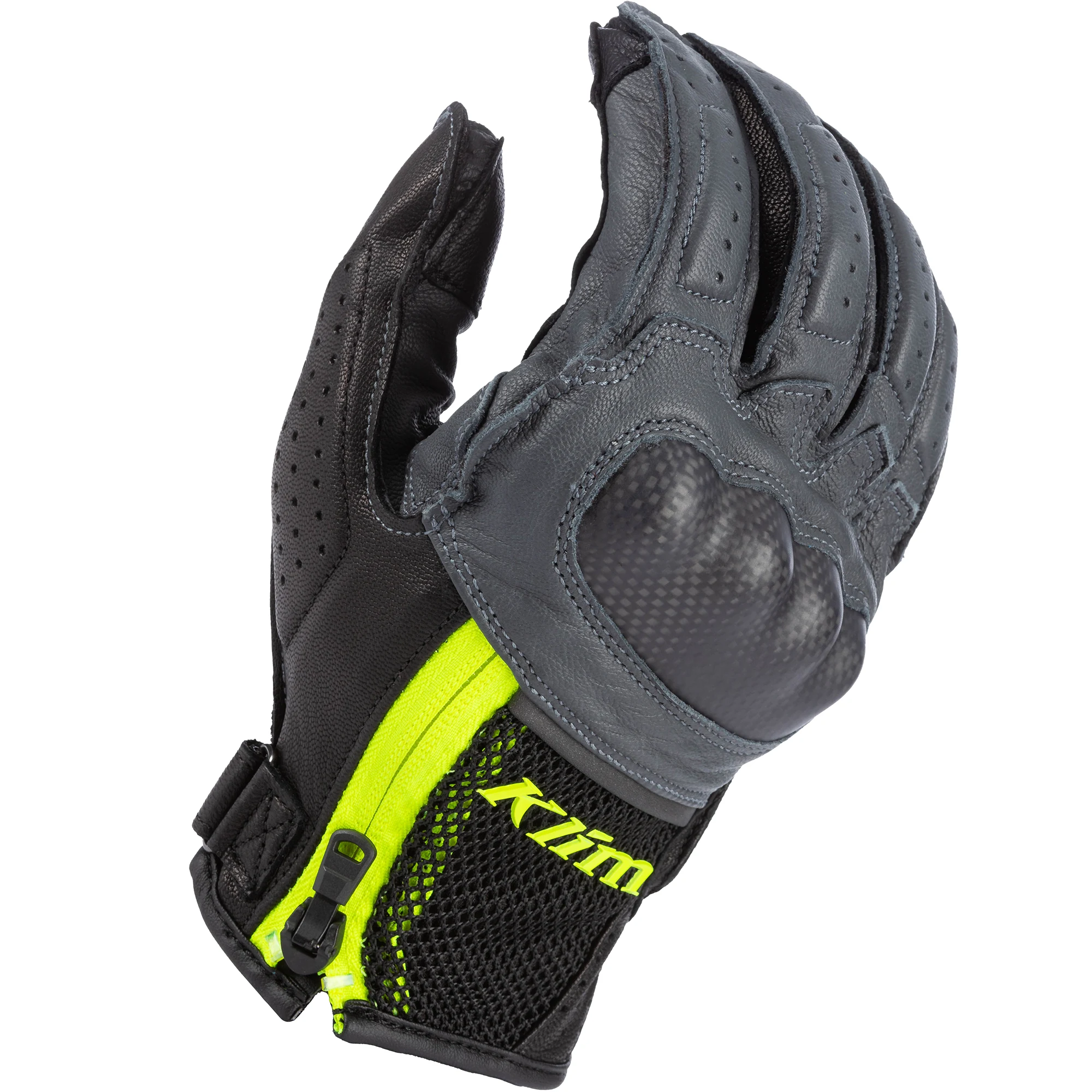 Klim Klim Induction V3 Leather Gloves - Asphalt / Hi-Vis Yellow