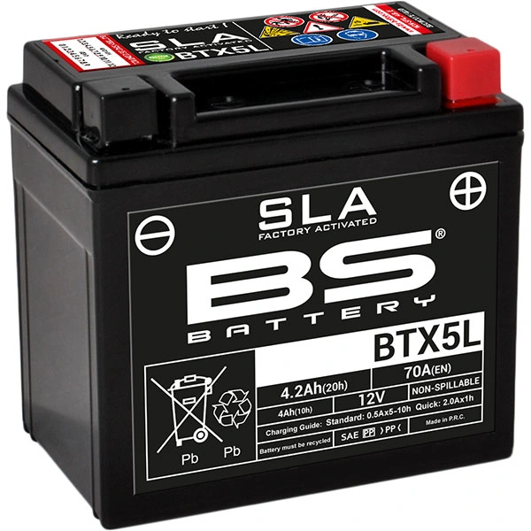 BS Batteries BS Batteries Motorcycle Battery - SLA BTX5L / YTX5L-BS / BTZ6S / YTZ6V Dual Application