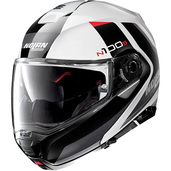 Nolan Nolan N100-5 N-Com - Hilltop Metal White / Black