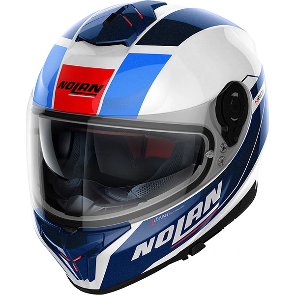 Nolan Nolan N80-8 N-Com - Mandrake Metal White / Blue / Red