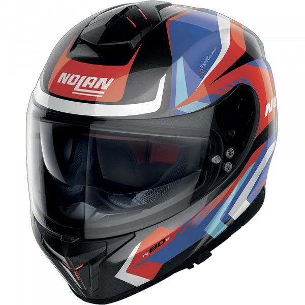 Nolan Nolan N80-8 N-Com - Rumble Metal Black / White / Blue / Red