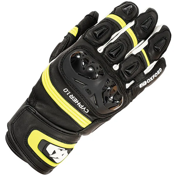Oxford Clothing Oxford Cypher 1.0 Short Leather Gloves - Black / Yellow / White